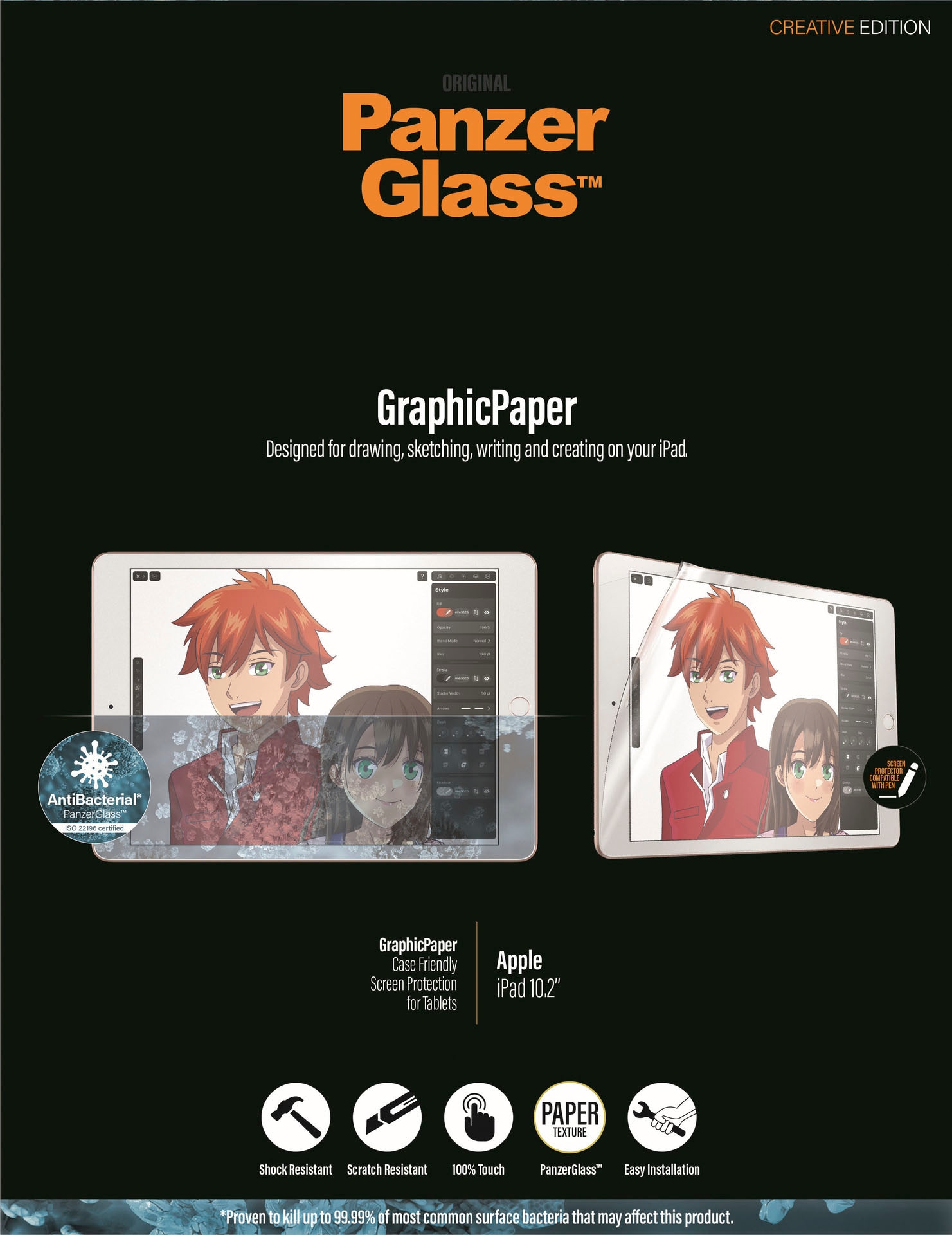 PanzerGlass Displayschutzfolie »Case Friendly GraphicPaper«, für iPad 10.2'', (1 St.)
