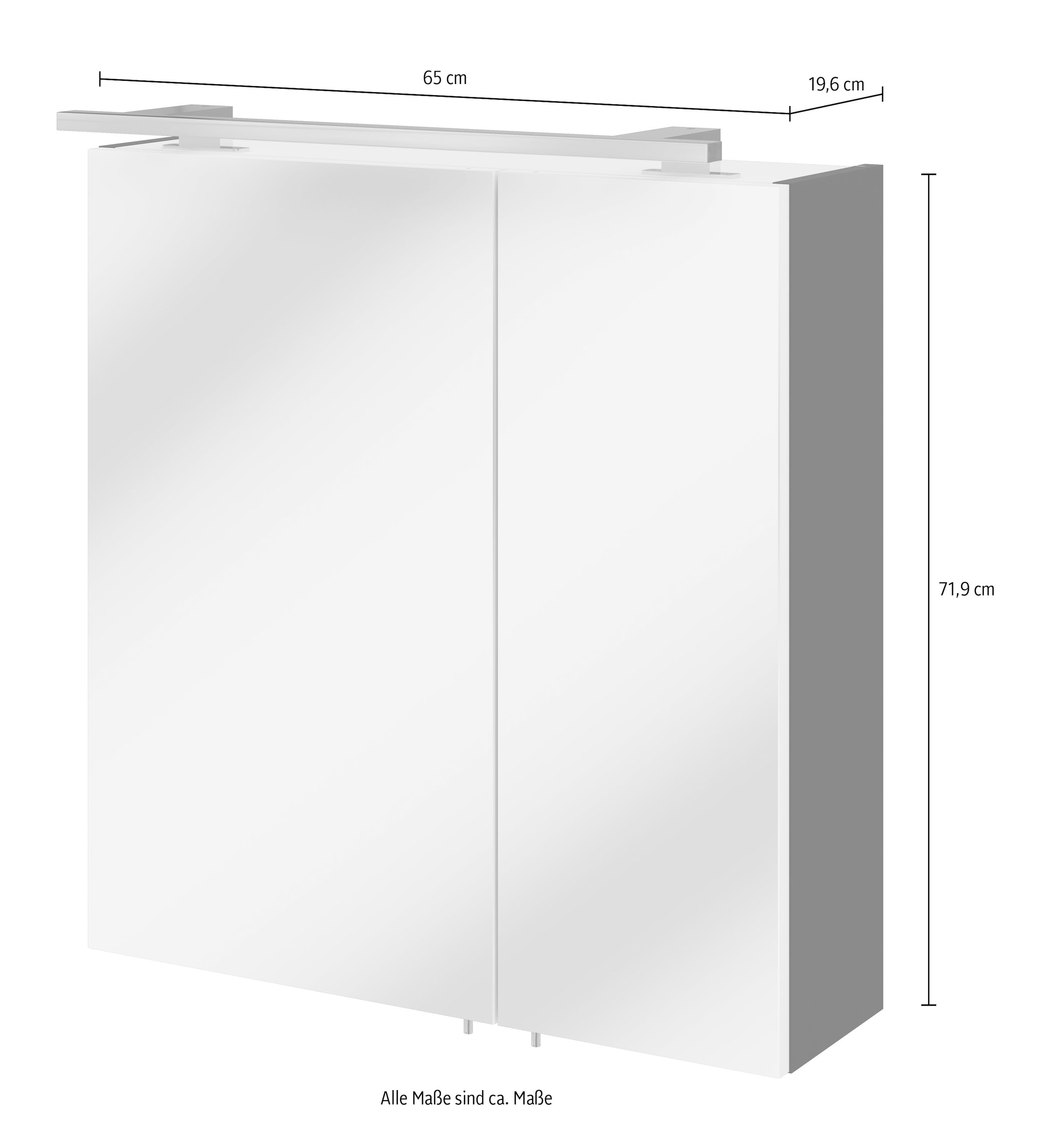 OPTIFIT Spiegelschrank »Pier« Breite 65 cm, schnelle Montage mit OPTIsnap