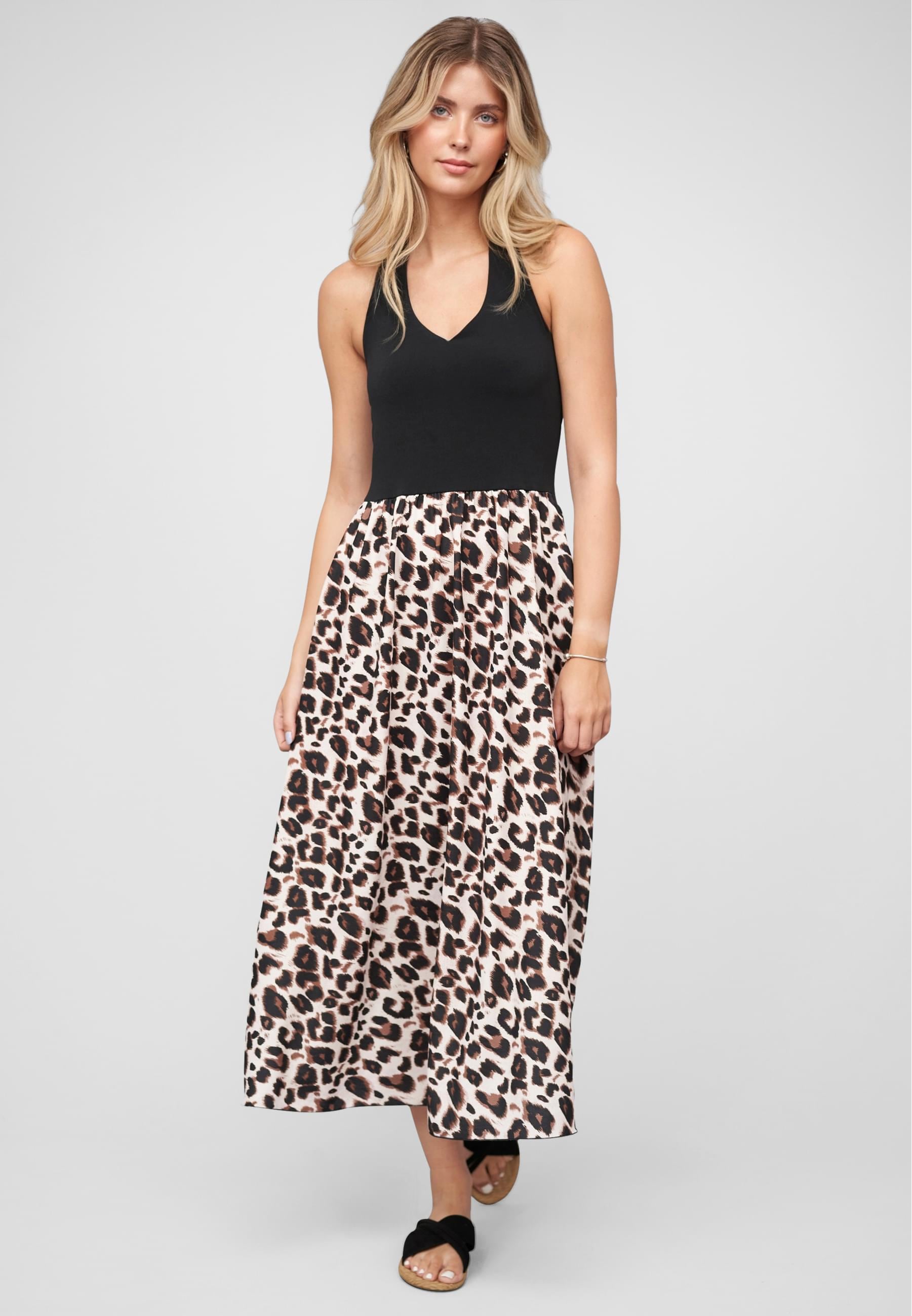 CLOUD 5IVE Shirtkleid »CLOUD 5IVE Maxi Neckholder-Dress with leo print«, (1 tlg.)