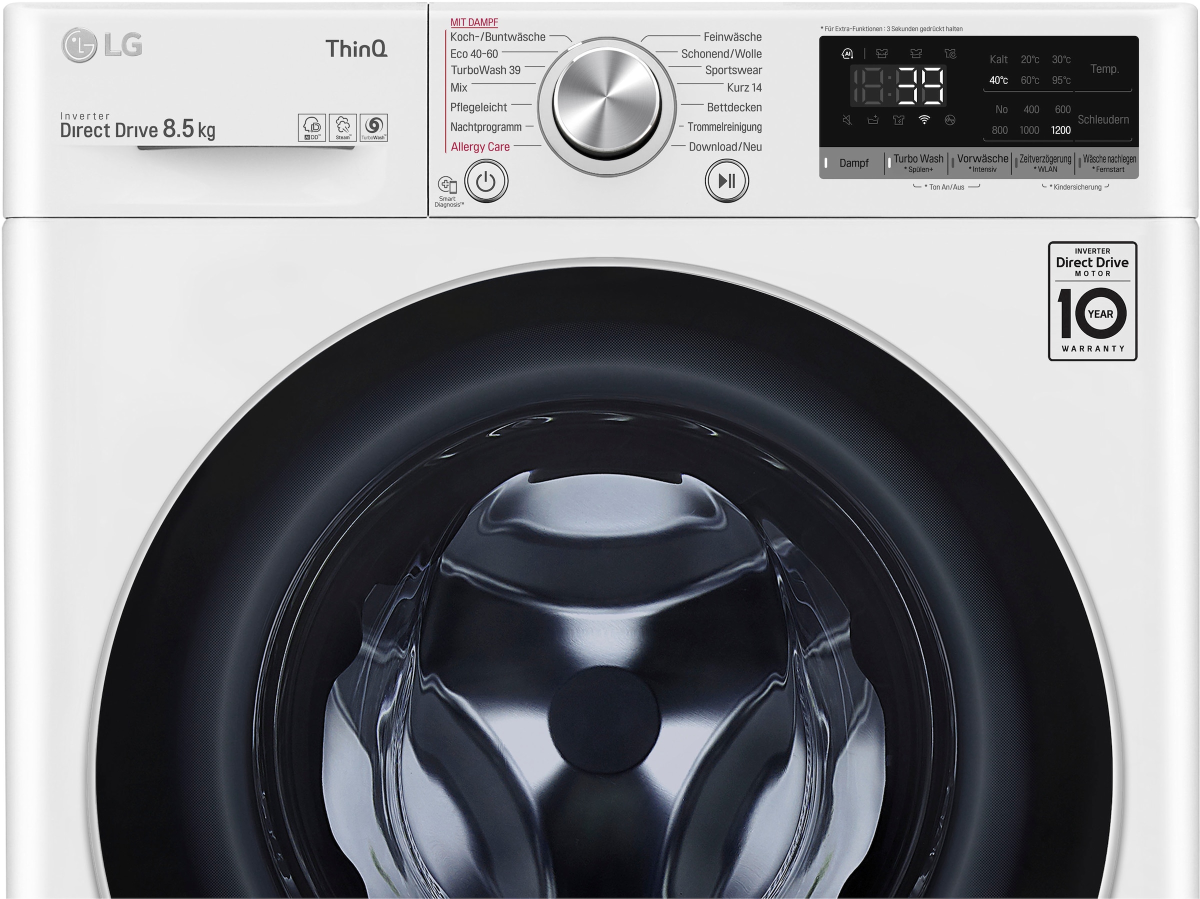 TurboWash® auf 8,5 - U/min, kg, Minuten F2V7SLIM8E, in LG Waschmaschine BAUR 1200 | Waschen nur »F2V7SLIM8E«, Raten 39