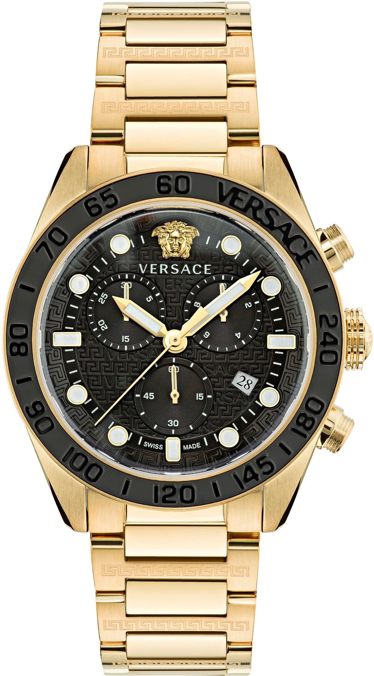 Versace "GRECA DOME CHRONO" Quarzuhr, Armbanduhr, Herrenuhr, Saphirglas, Stoppfunktion, Swiss Made