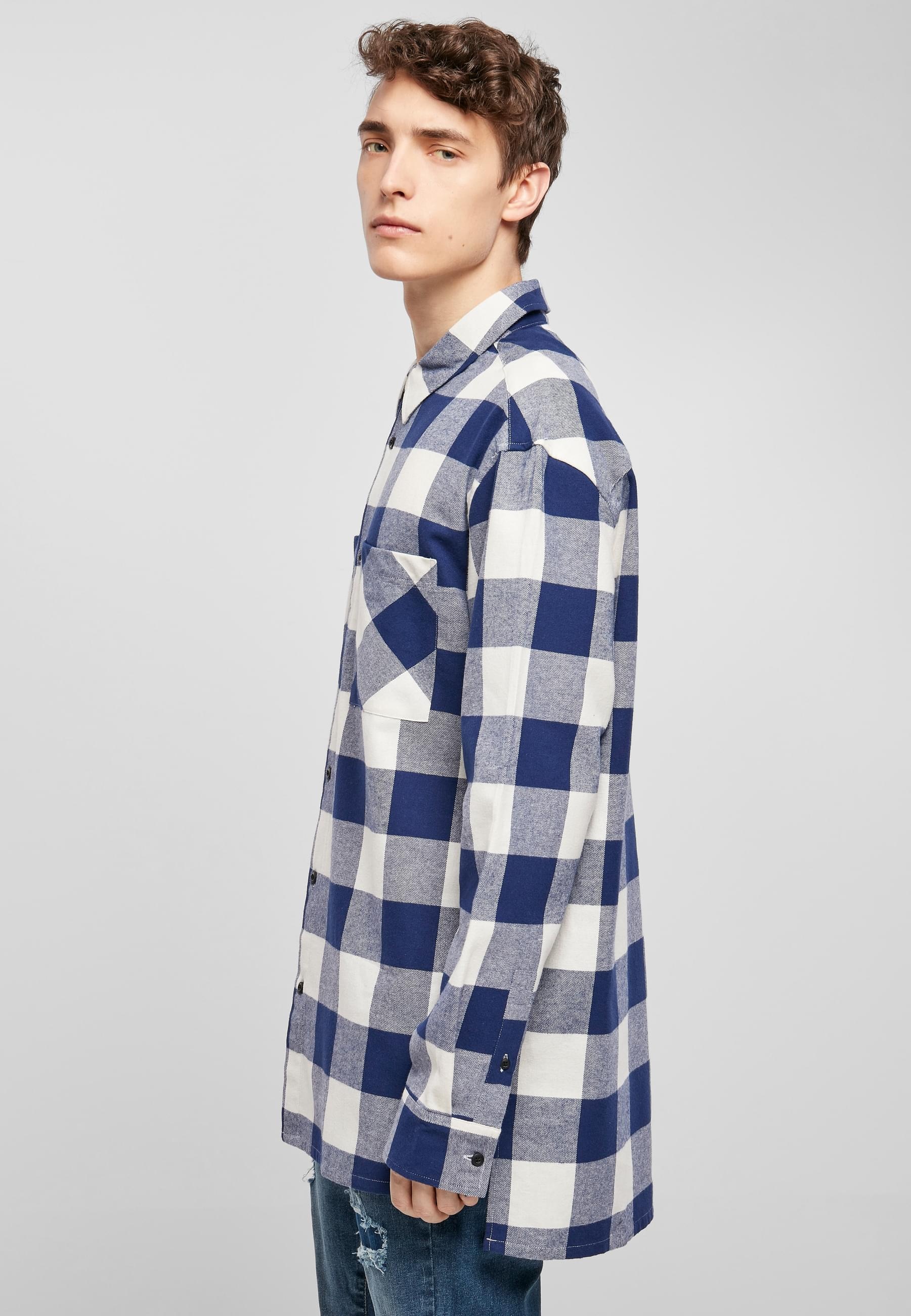 URBAN CLASSICS Langarmhemd »Urban Classics Herren Long Oversized Checked Shirt«, (1 tlg.)