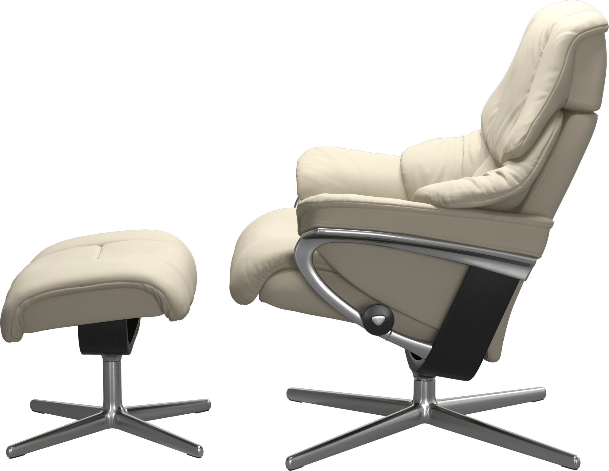Stressless® Relaxsessel »Reno«, (Set, Relaxsessel mit Hocker), mit Hocker, mit Cross Base, Größe S, M & L, Holzakzent Schwarz