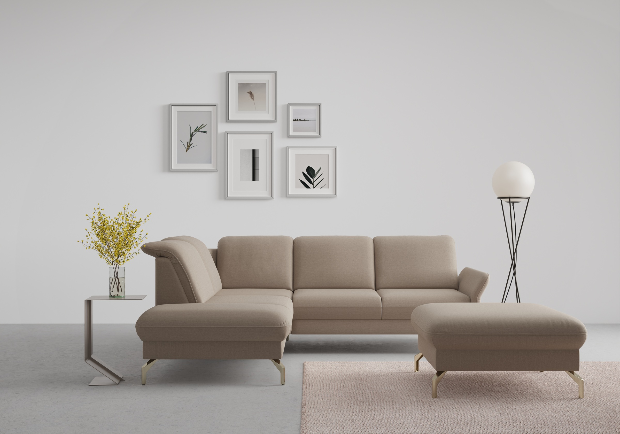 sit&more Ecksofa "Fashion L-Form" wahlweise mit Kopfteilverstellung, Vorziehsitz, motorisch, Nickelfüße