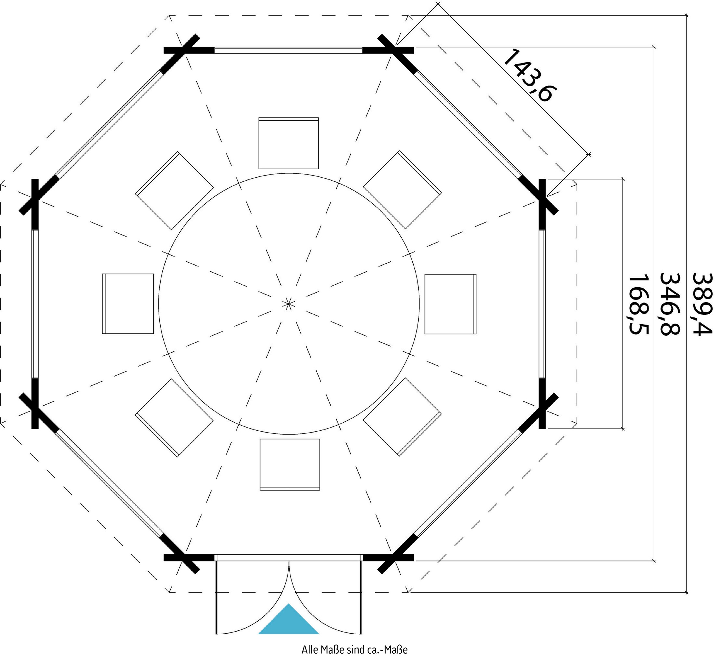 LASITA MAJA Pavillon »Jamaica«, (Set, Inklusive Fussbodenbretter zum verlegen), BxT: 389,4x389,4 cm, Fichtenholz