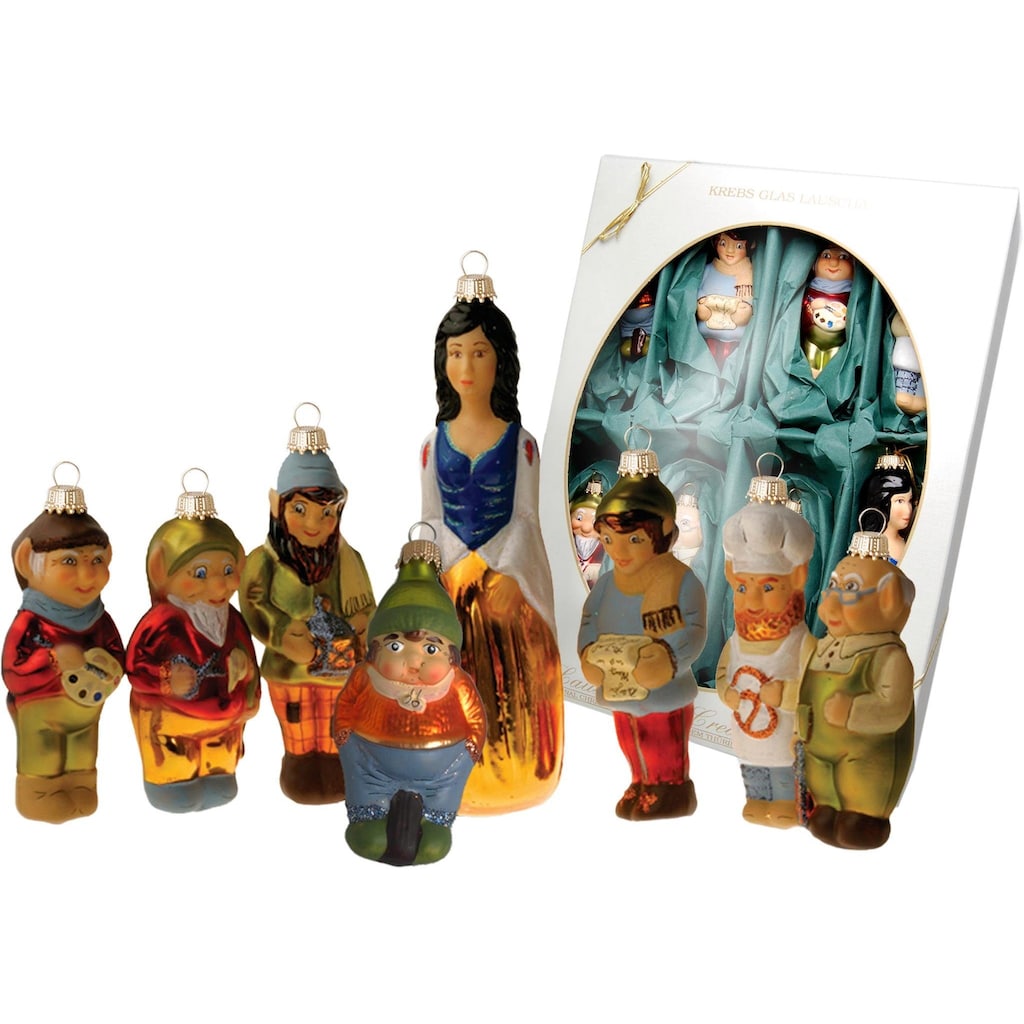 Krebs Glas Lauscha Christbaumschmuck »Schneewittchen und die 7 Zwerge, Weihnachtsdeko, Christbaumschmuck«, (Set, 8 tlg.)