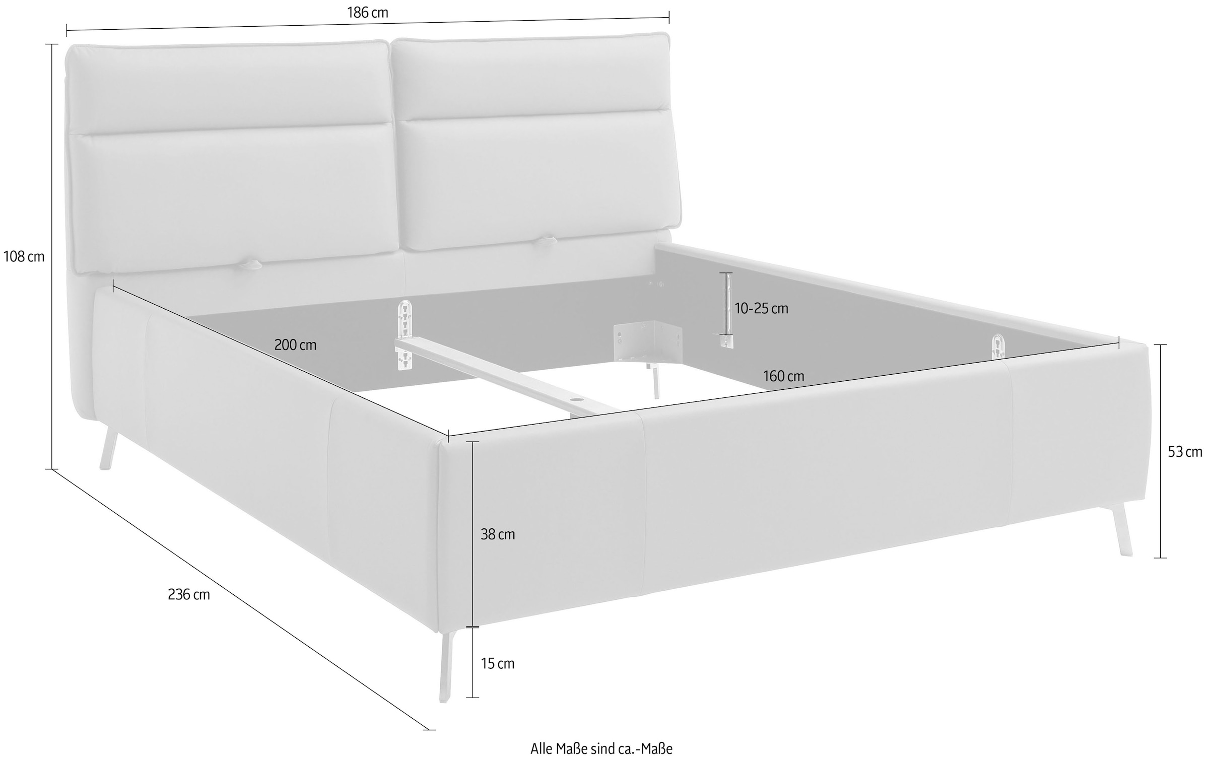Home affaire Polsterbett »Cozy Town« inkl. 7-fache Einlegetiefenverstellung & saugroboterfreundliche Höhe
