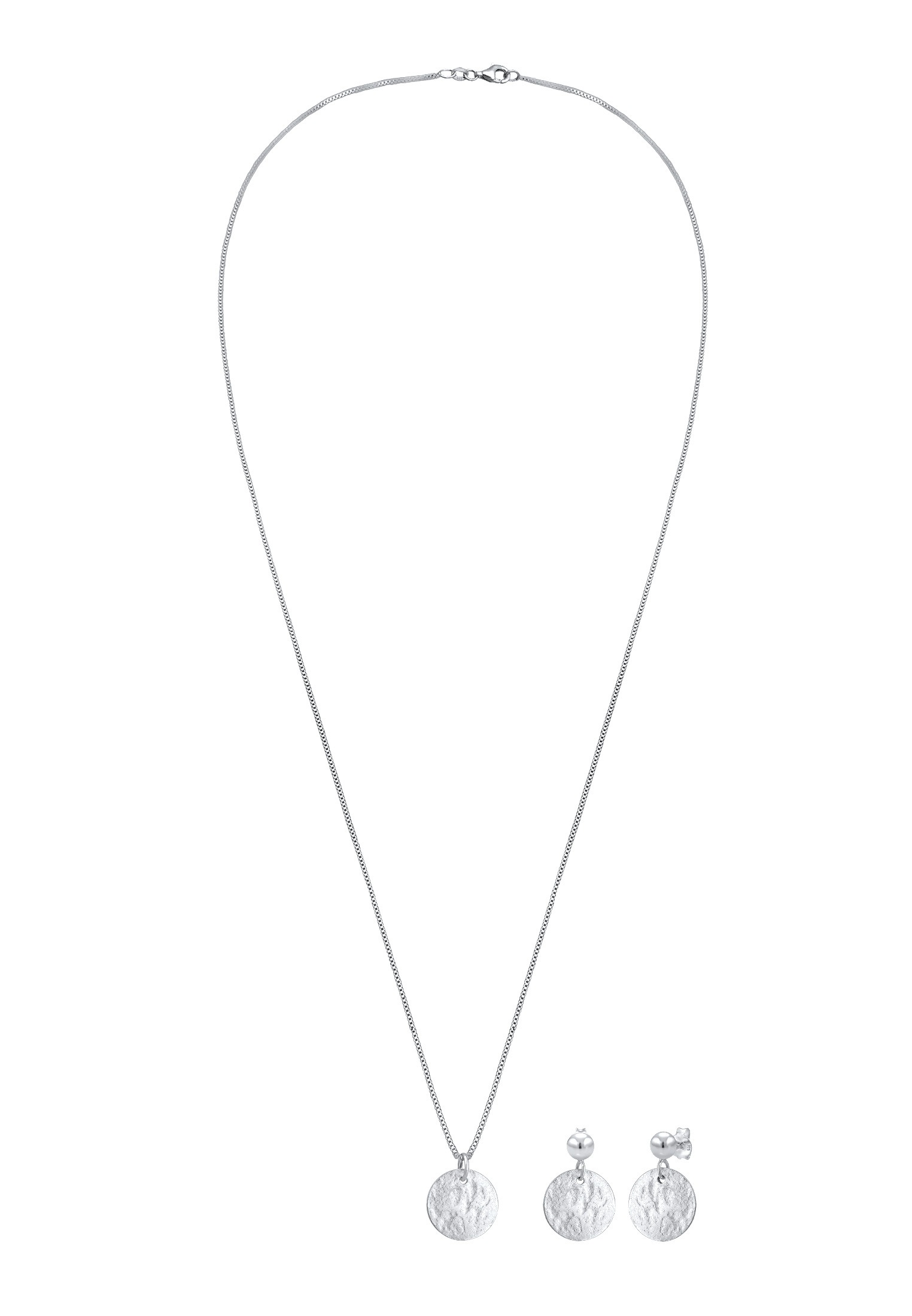 Elli Schmuckset »Plättchen Organic Kette Ohrhänger 925 Silber«