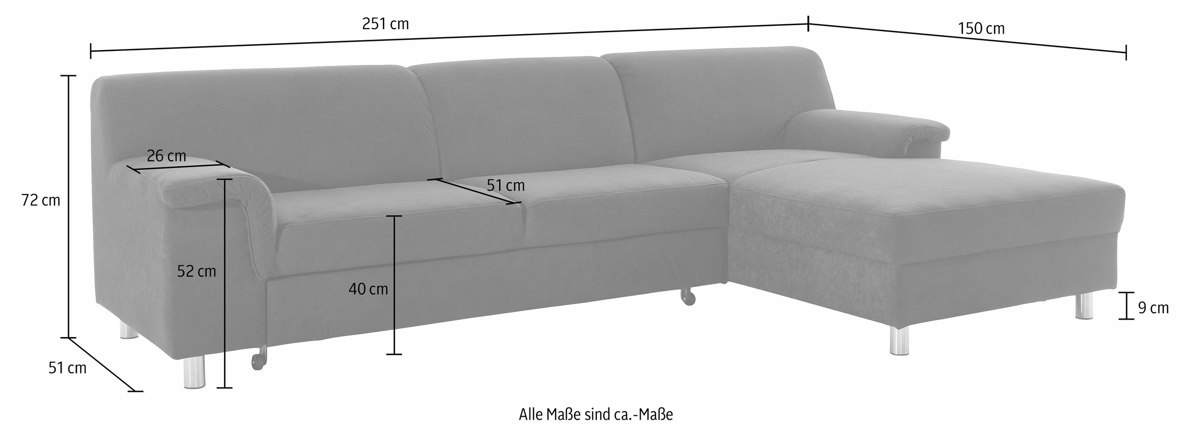 DOMO collection Ecksofa "Jamie, modern und elegant, Fußhöhe 9cm, L-Form," w günstig online kaufen