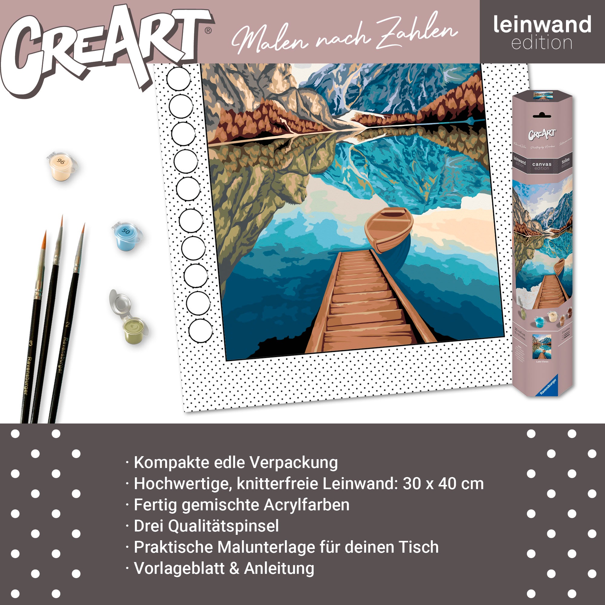 Ravensburger Malen nach Zahlen »CreArt, Leinwand Seeblick«, Made in Europe