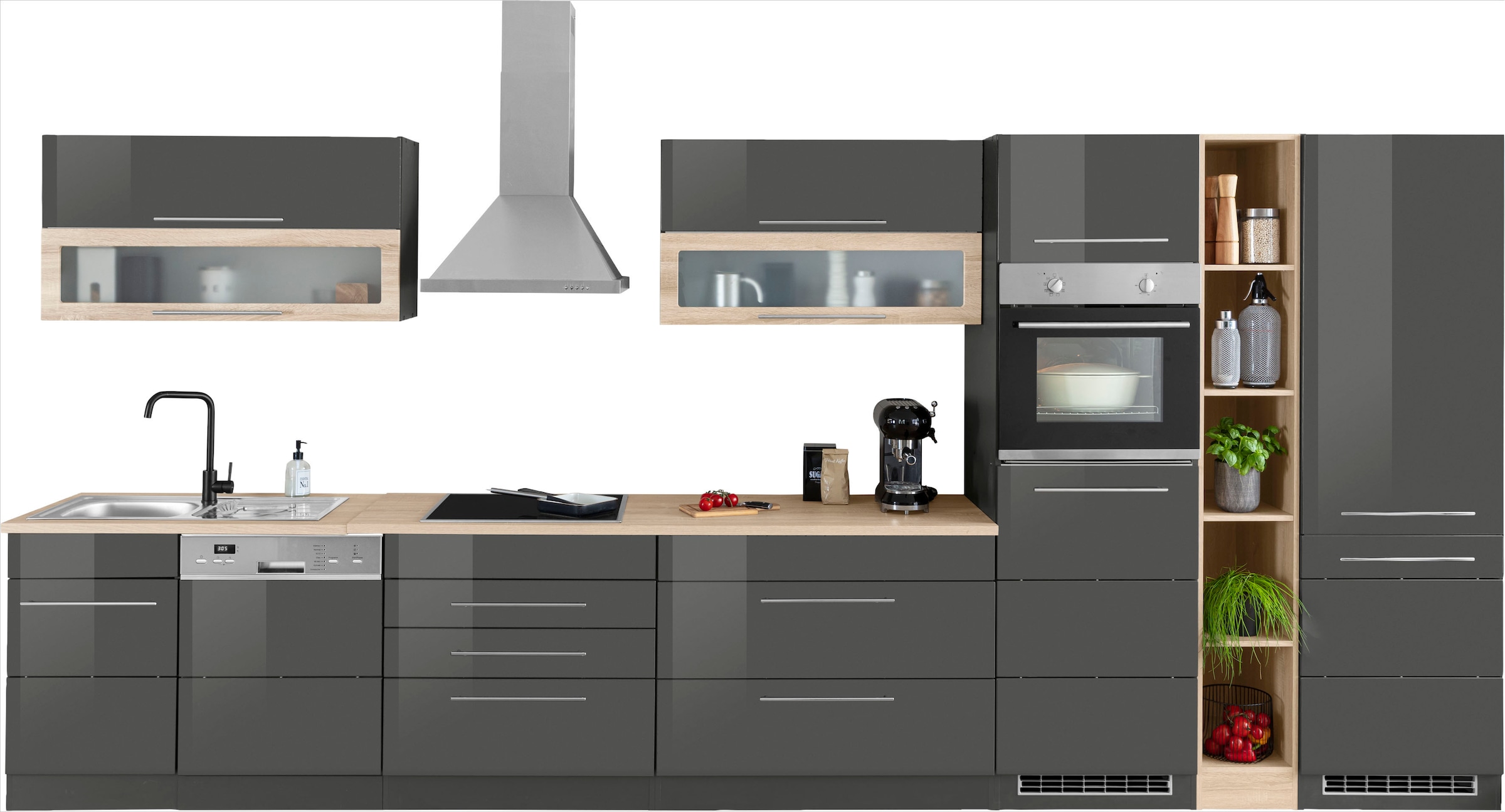 KOCHSTATION Küchenzeile "KS-Wien" Breite 440 cm, wahlweise mit E-Geräten und Induktion