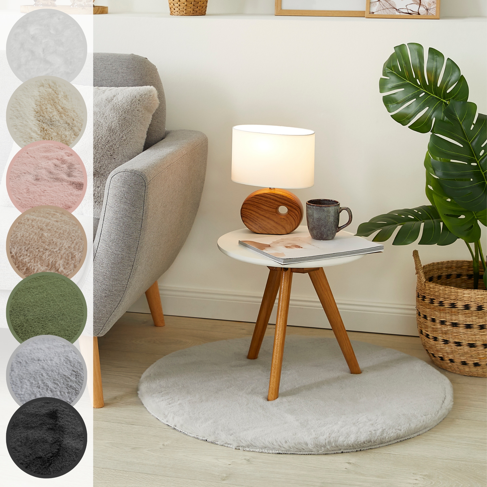 LUXOR living Fellteppich "Novara" rund 30 mm Höhe Kunstfell, Kaninchenfell-Haptik, besonders weicher Hochflor