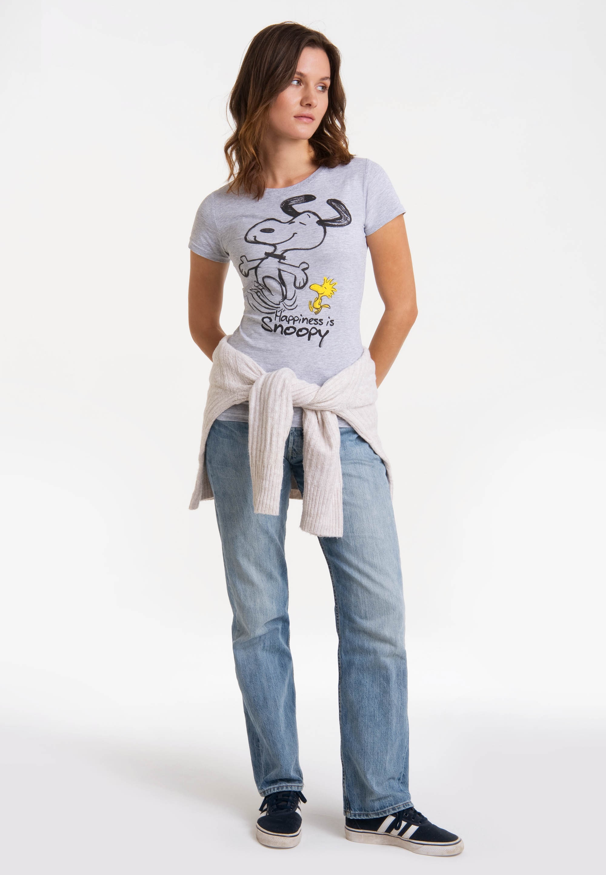 LOGOSHIRT T-Shirt »Snoopy & Woodstock Happiness«, Print