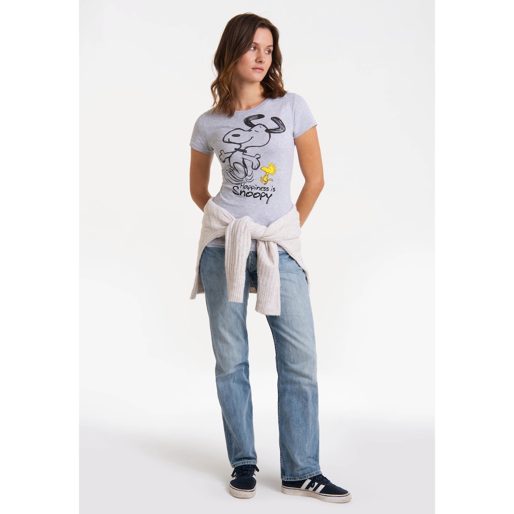 LOGOSHIRT T-Shirt »Snoopy & Woodstock Happiness«, Print