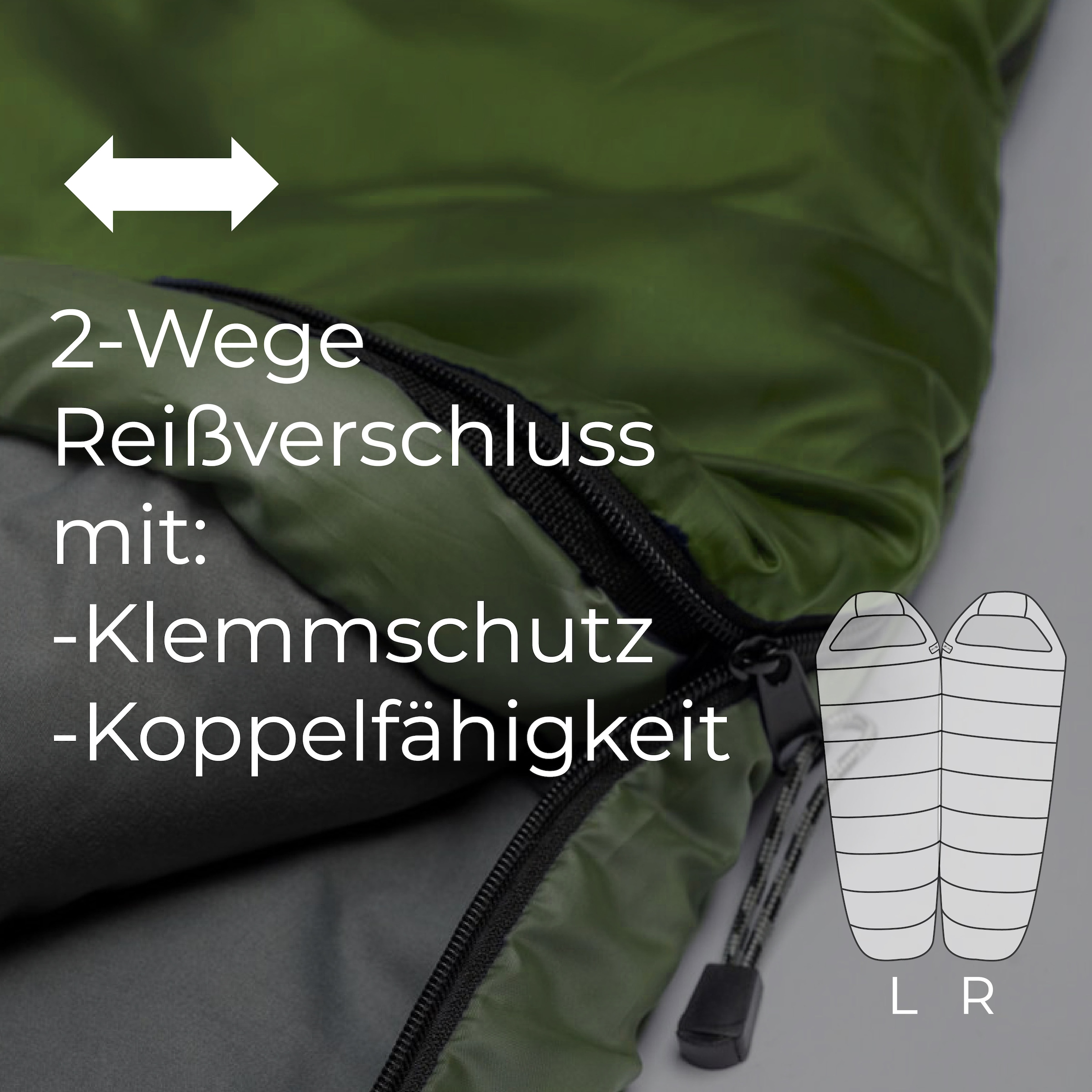 EXPLORER Mumienschlafsack »TRAMP Camping Schlafsack 230x80x55cm Outdoor«, (+9°C bis -9°C warm Frühling/Sommer/Herbst Reise Festival), kombinierbar leicht 1300g