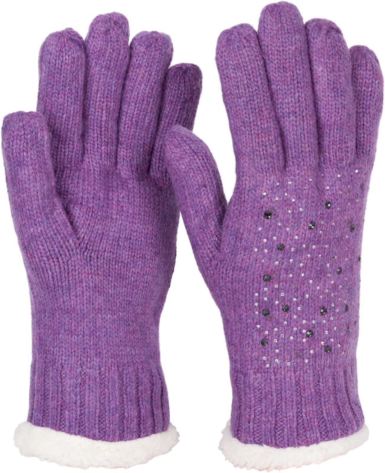 styleBREAKER Strickhandschuhe "Strickhandschuhe mit Strass und Fleece" 1 Stk.