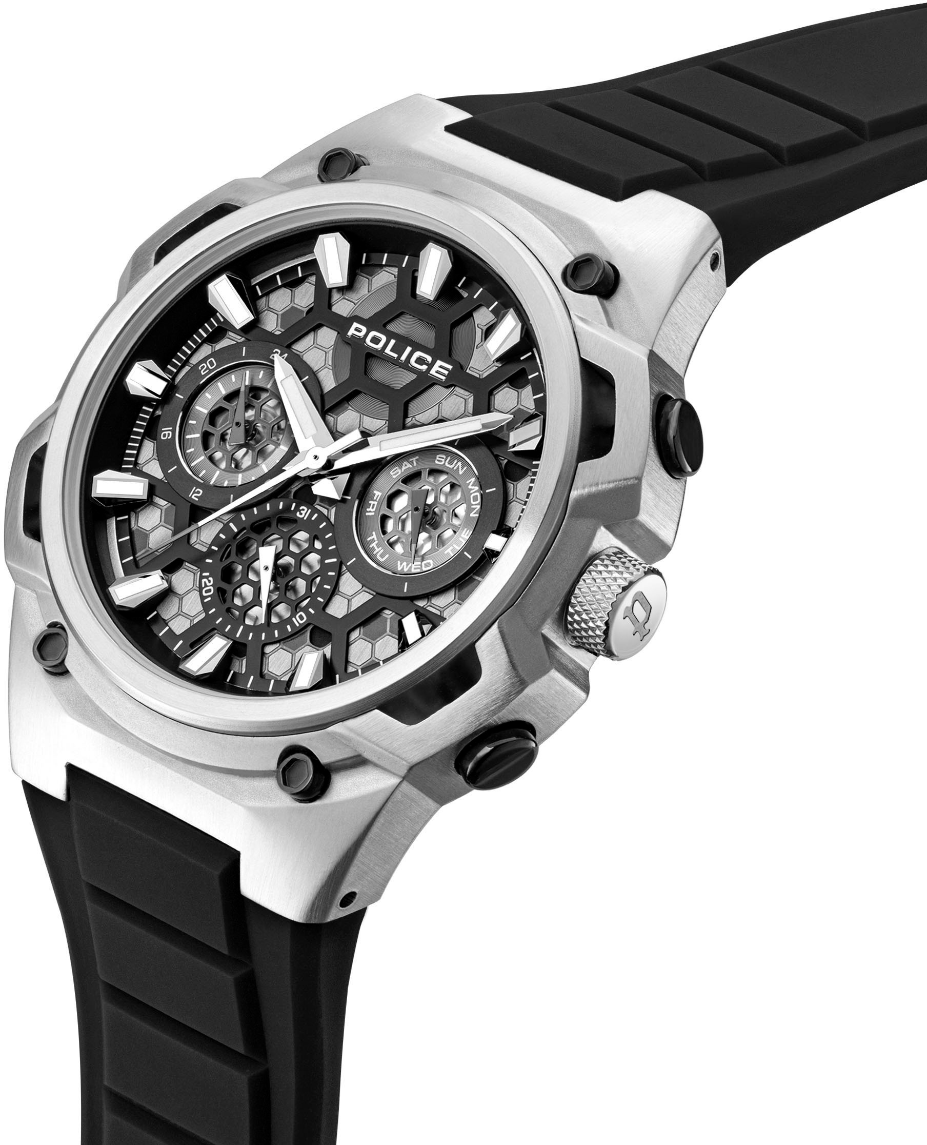 Police Multifunktionsuhr »CHALLANGER«, Quarzuhr, Armbanduhr, Herrenuhr, Silikonarmband, analog
