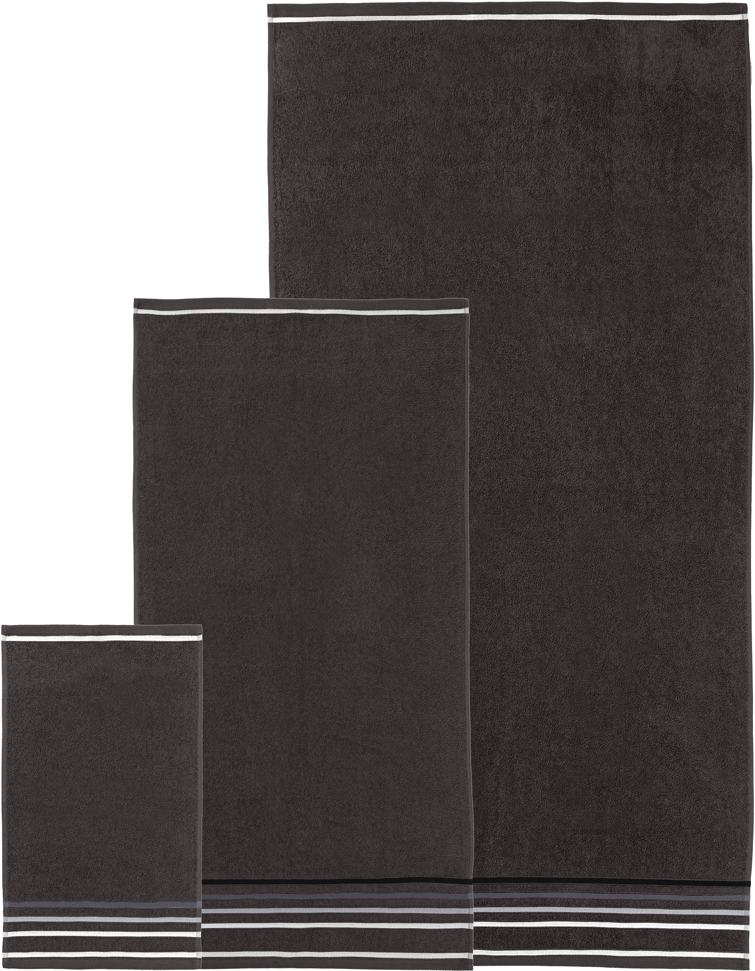 OTTO home Handtuch Set »Niki, Duschtuch, Handtücher und Gästetücher« Set Walkfrottee Handtücher mit mehrfarbiger Streifenbordüre, weich, aus 100% Baumwolle