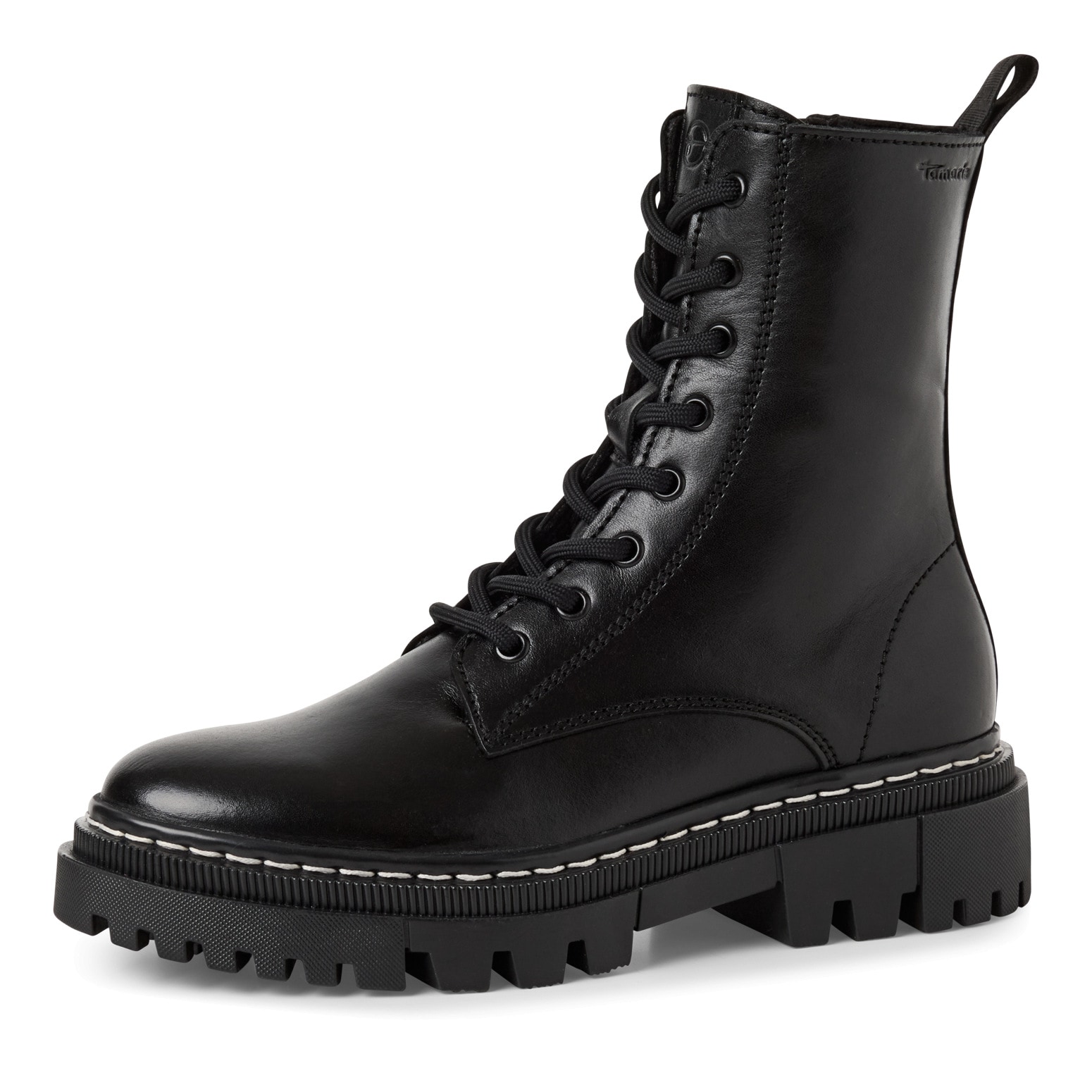 Tamaris Schnürstiefelette Schnürboots mit Logoprägung am Schaft, Stiefelette mit Reißverschluss
