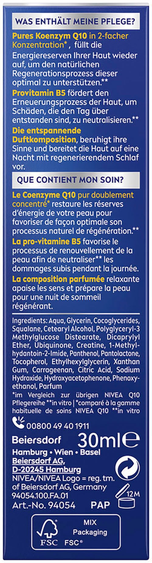 Nivea Gesichtsserum »Q10 Power MULTI REGENERIERENDES NACHT SERUM«