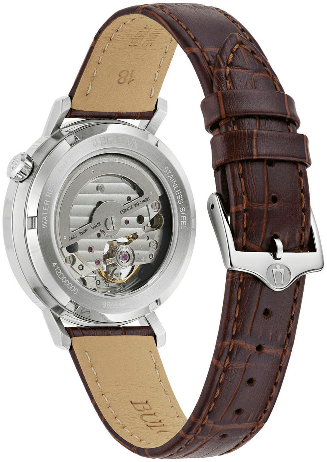 Bulova Automatikuhr, Armbanduhr, Herrenuhr, Mechanische Uhr, Lederarmband, analog