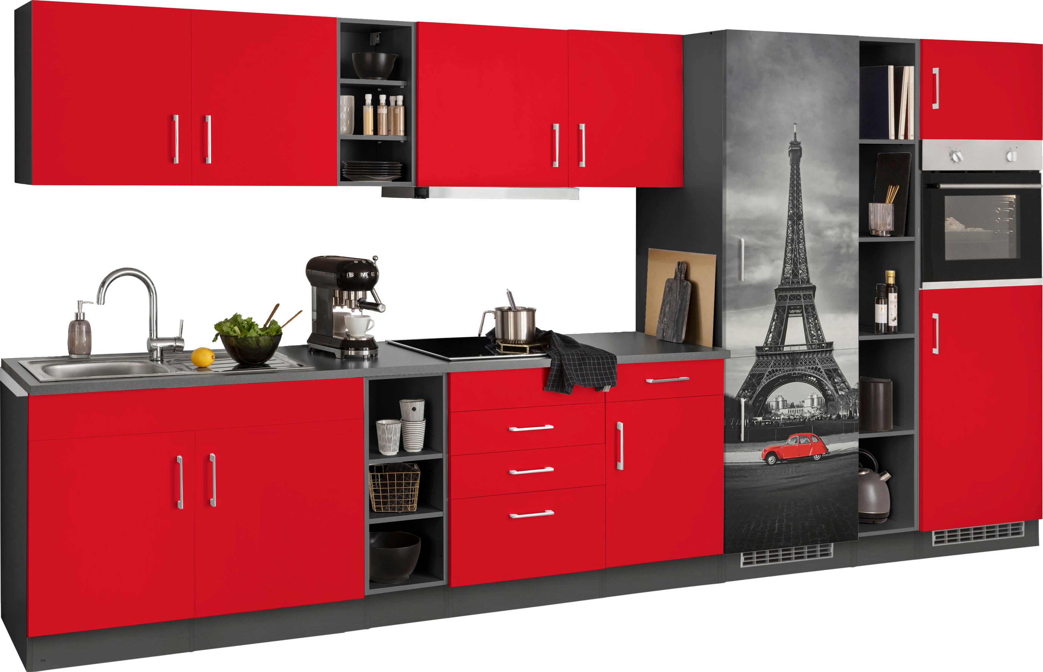 Thumbnail - KOCHSTATION Küchenzeile "KS-Paris – Küchen mit einzigartigen Fotomotiven auf den Fronten" Breite 390 cm, wahlweise mit E...