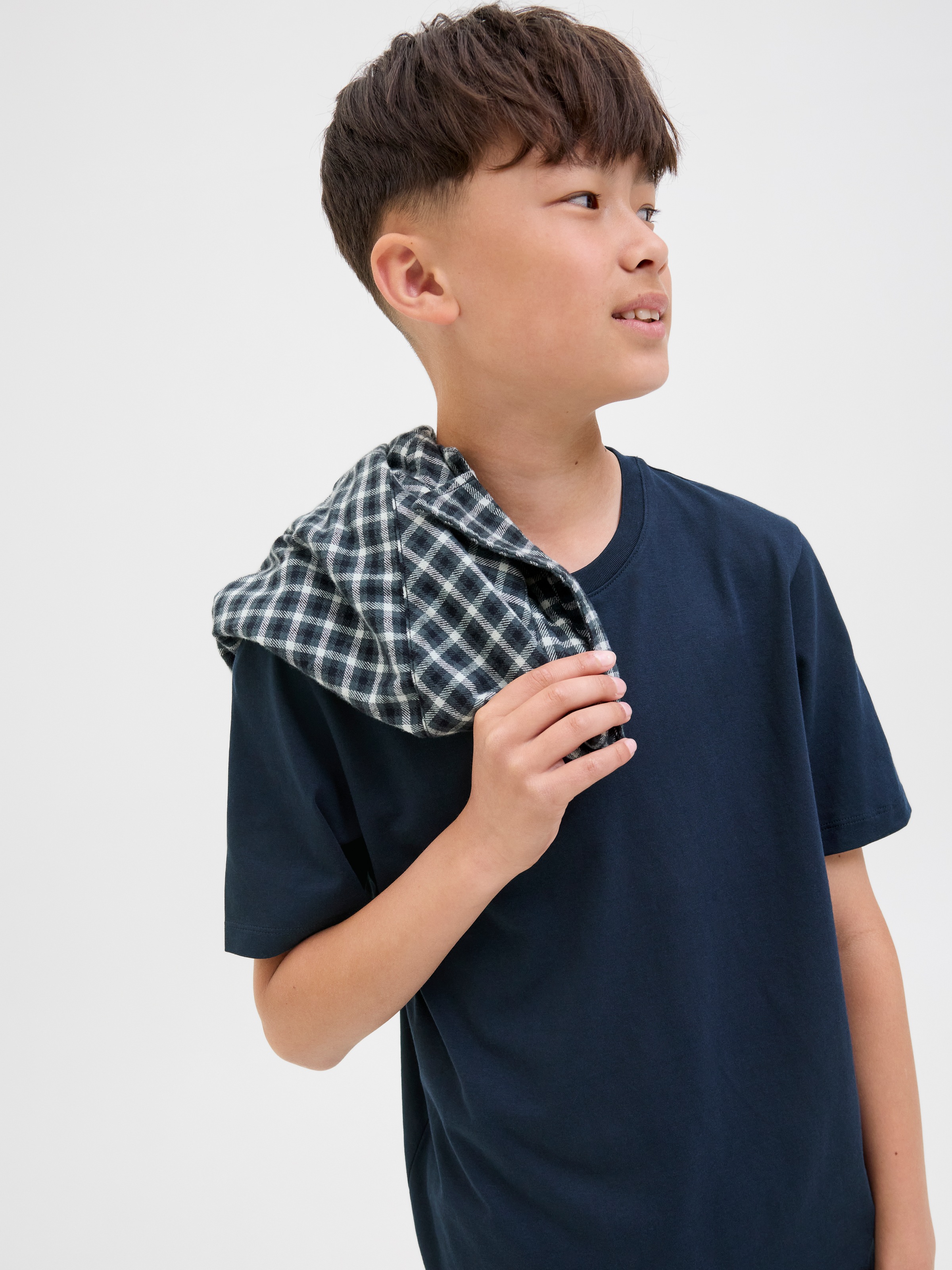 Thumbnail - Jack & Jones Junior Rundhalsshirt "JJEORGANIC figurbetont, atmungsaktiv, kombinierbar" unifarben, casual, slim fit, Jers...