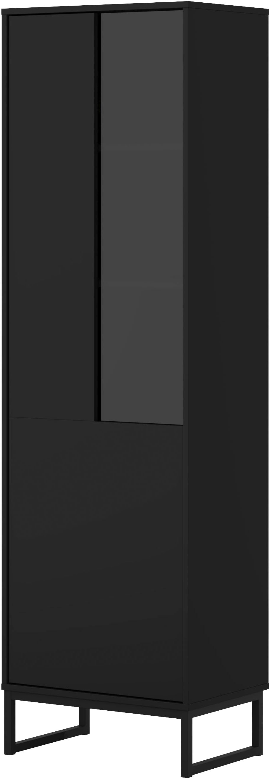 OTTO home Vitrine »Olbia, Höhe 180cm, Standvitrine mit Glastür, Metallkufen, push-to-open« Hochschrank mit viel Stauraum, Glastür, verstellbaren Einlegeböden