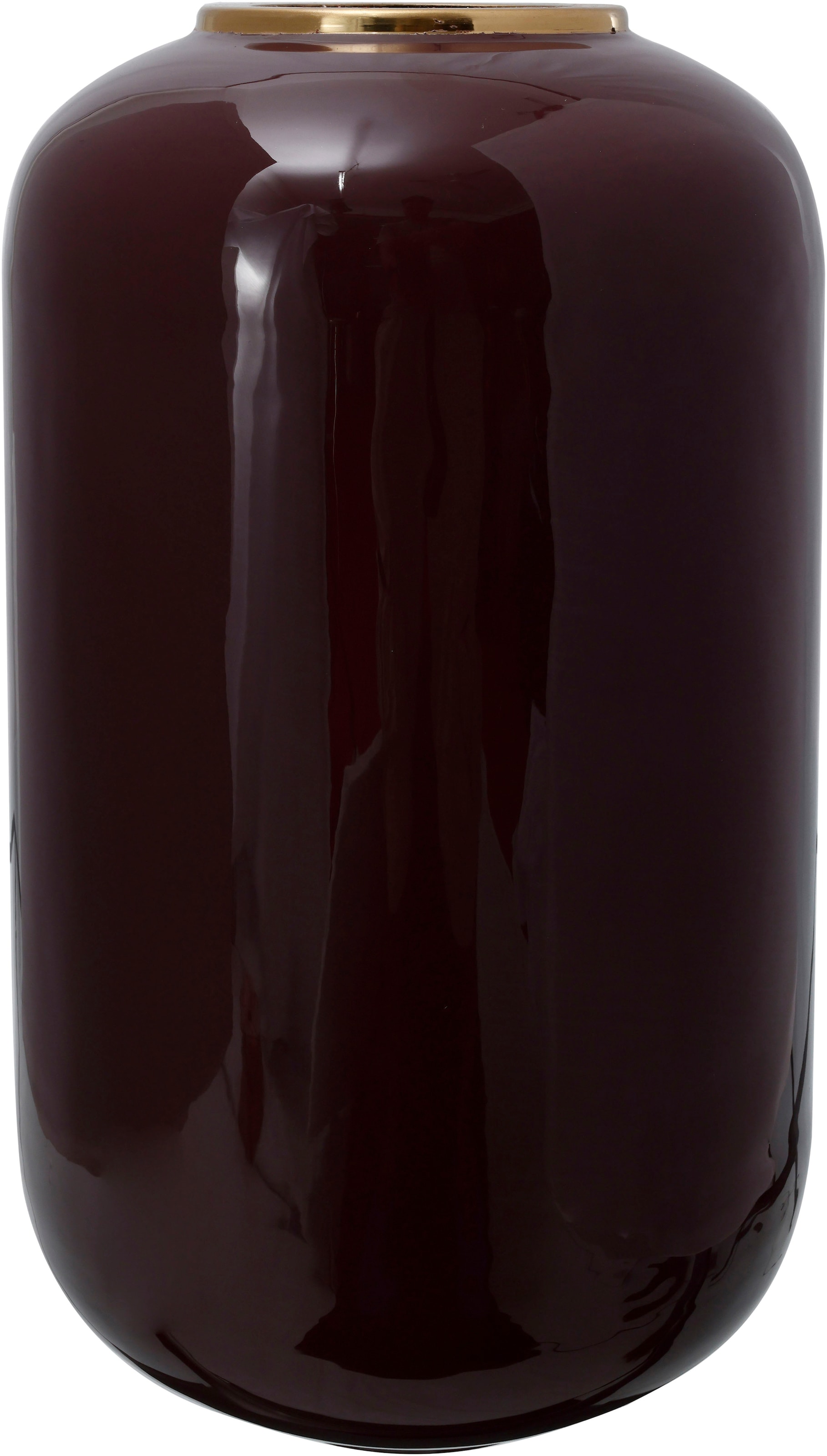 Dekovase KAYOOM "Vase Art Deco 275", rot (bodeaux), B:24cm H:48,5cm T:24cm Ø:24cm, Metall, Vasen