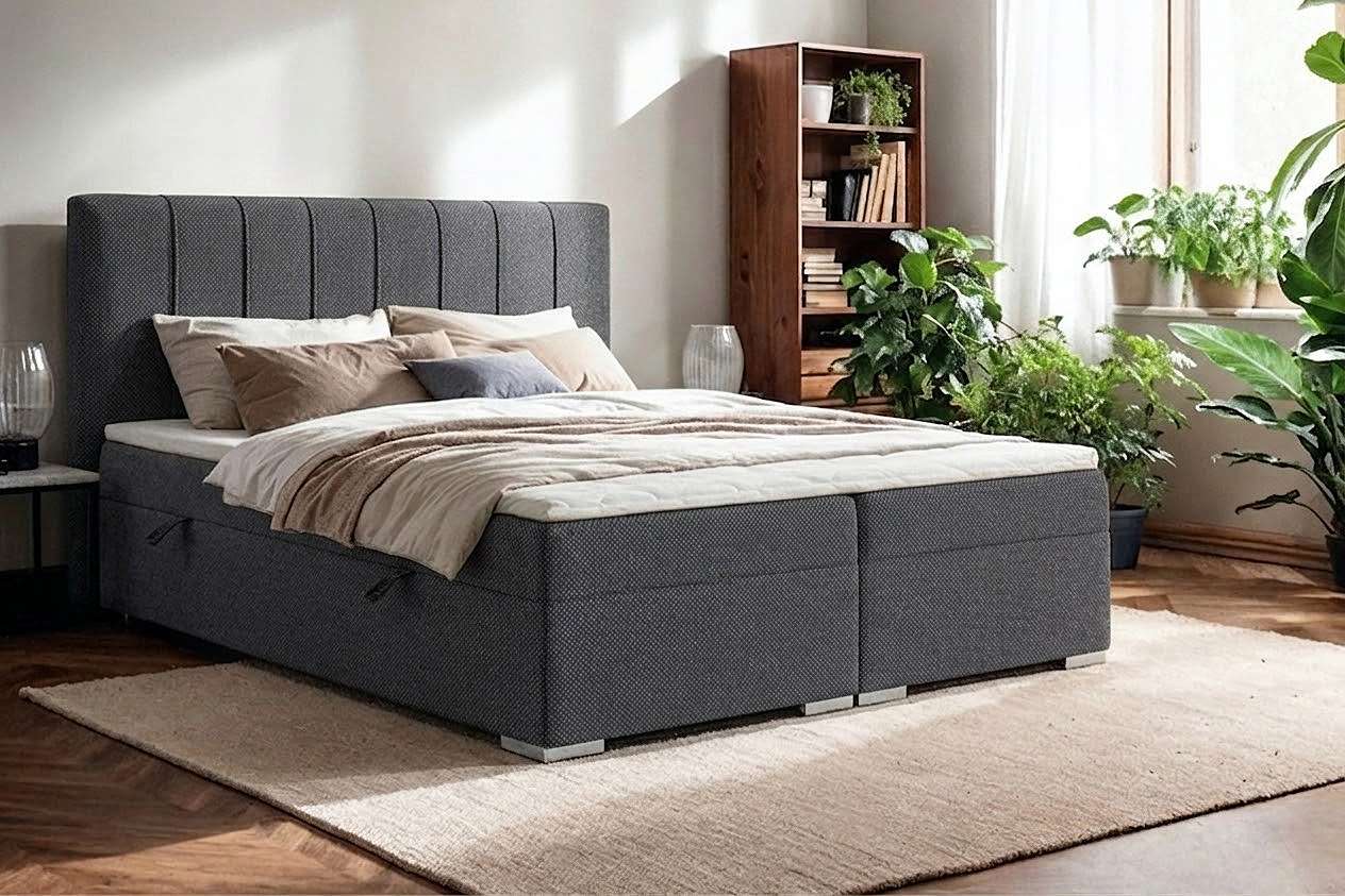 Home affaire Boxbett "GALLIPOL mit Bettkästen, Matratze und Topper, Breite 140/160/180/200cm" Doppelbet mit Kopfteil, Stauraumbett mit Bonnell- oder Taschenfederkernmatratze (H2, H3)