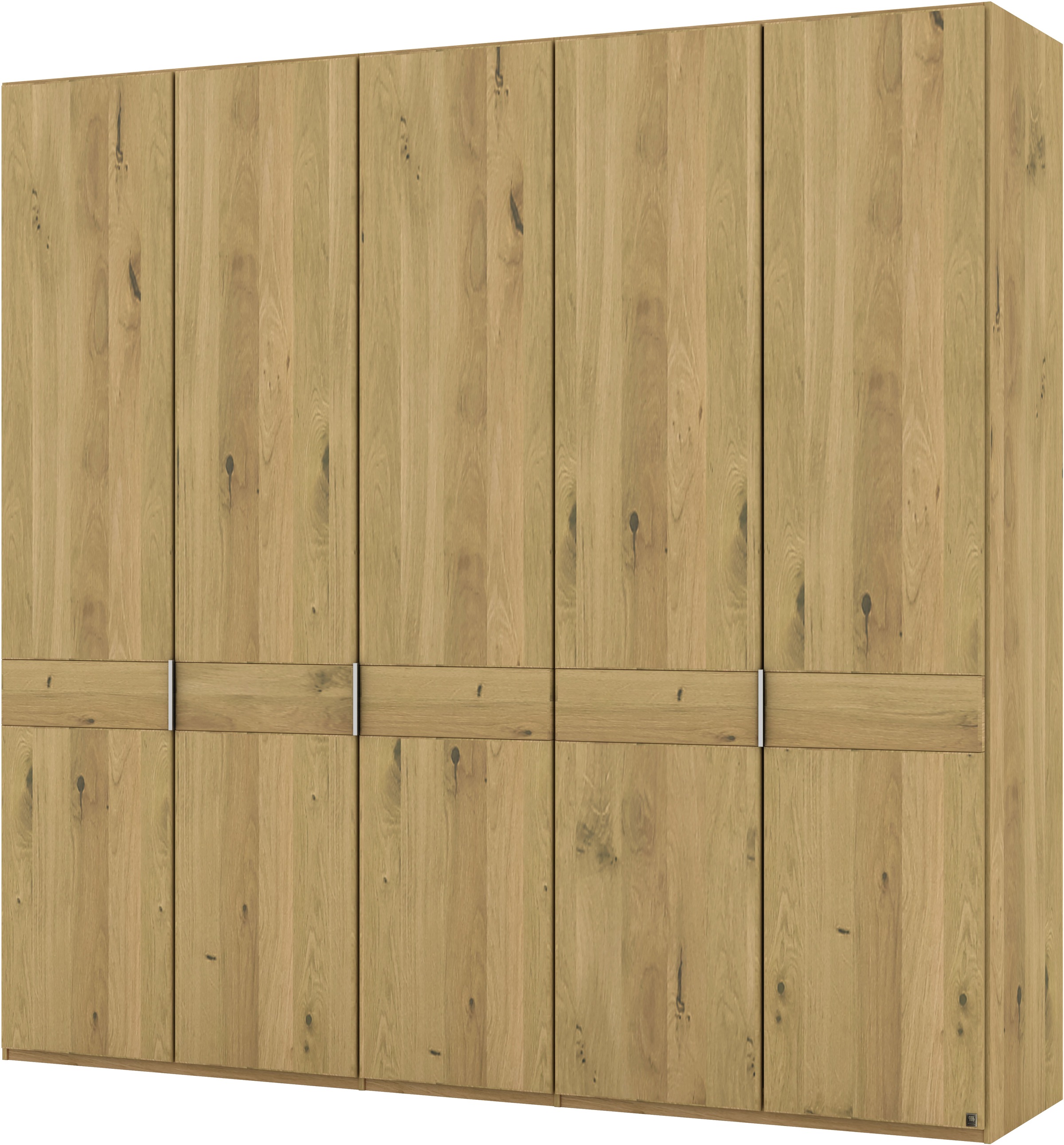 Musterring Drehtürenschrank »Savona, Kleiderschrank, Schrank, Garderobe, teilmassiv Eiche«, (mit Türdämpfern, in 5 Breiten & 2 Höhen, extra Böden, MADE IN GERMANY), Türen in Bianco-Eiche massiv, mit Querriegel, verschiedene Größen