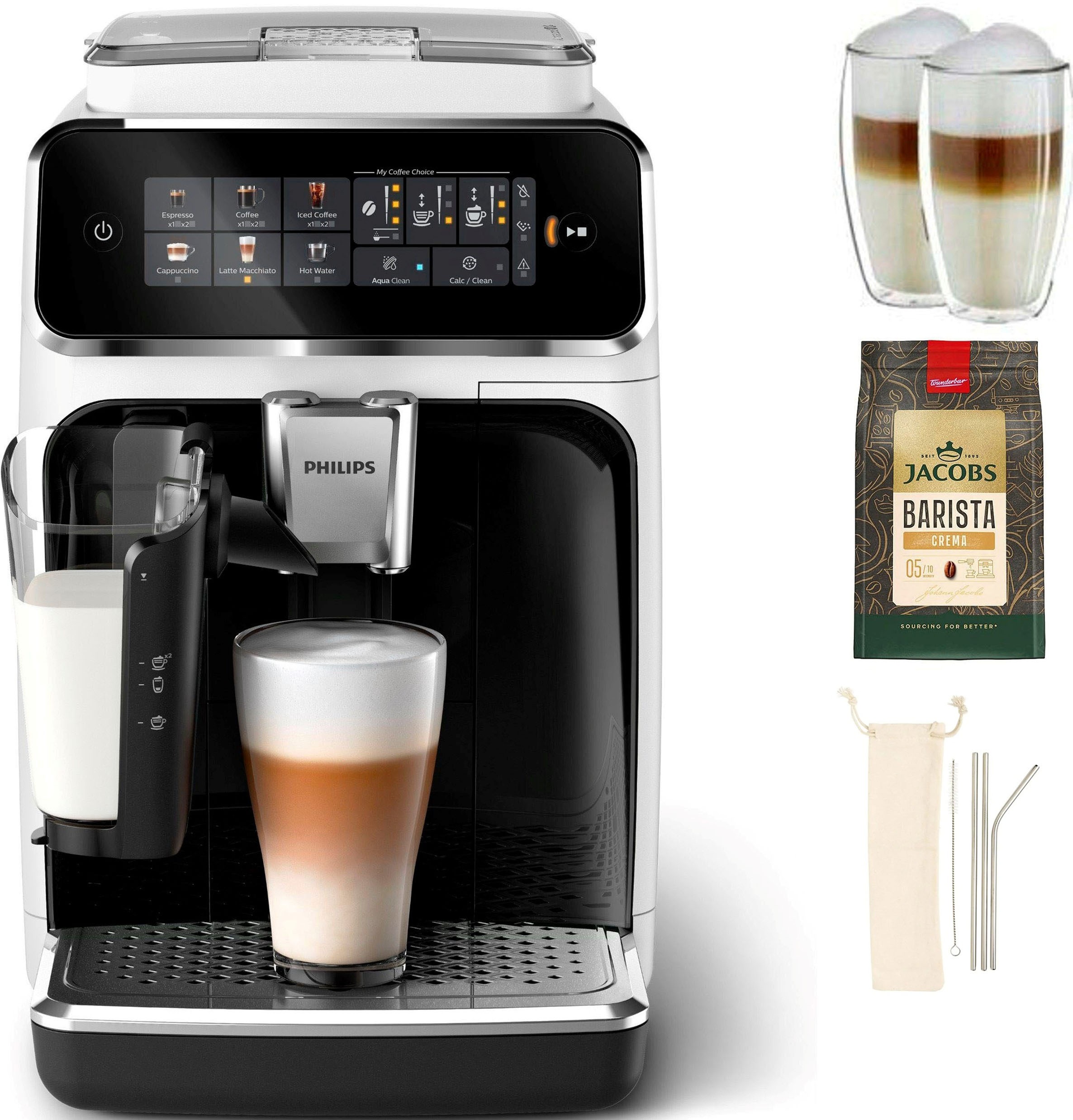 Philips Weiß Schwarz Kaffeevollautomat "Ep3343/50 3300 Series 6 Getränke (Heiß Oder Eisgekühlt)" Lattego-Milchsystem Silentbrew Technologie von Baur