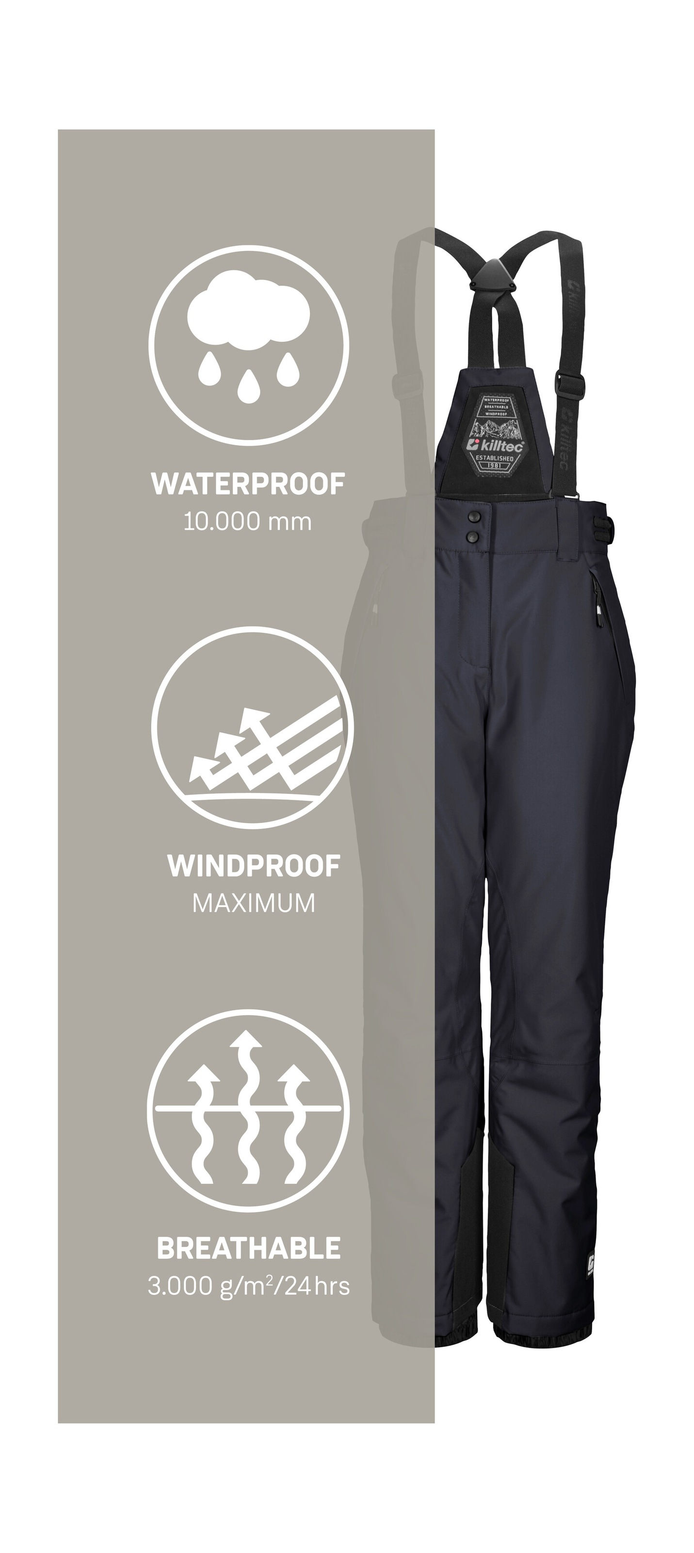 Killtec Skihose »KSW 213 GRLS SKI PNTS«, Wasserdichte, atmungsaktive Skihose mit verstellbarer Taille