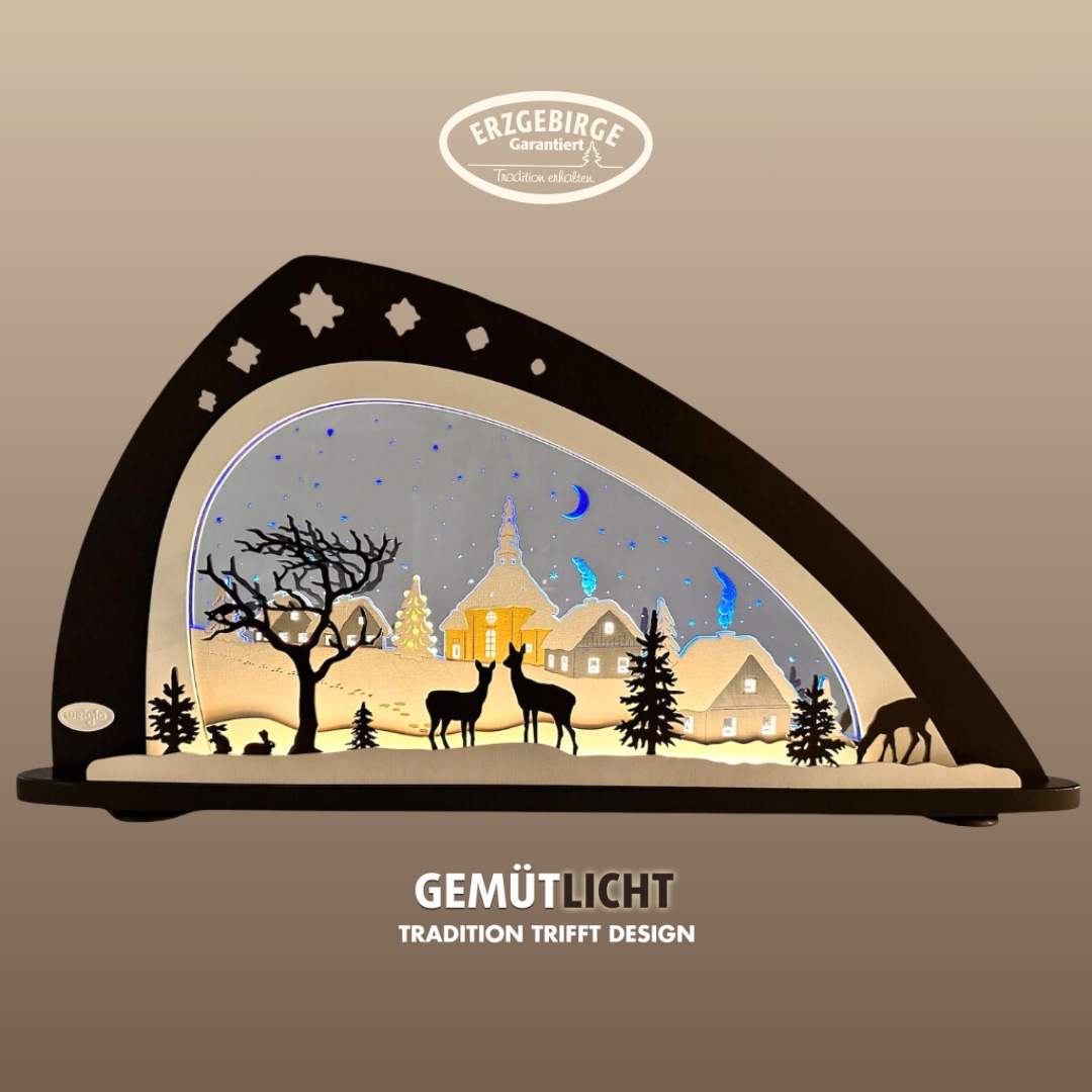 Weigla LED Schwibbogen "Stille Nacht," Erzgebirge garantiert, aus Buchenholz & Acrylglas