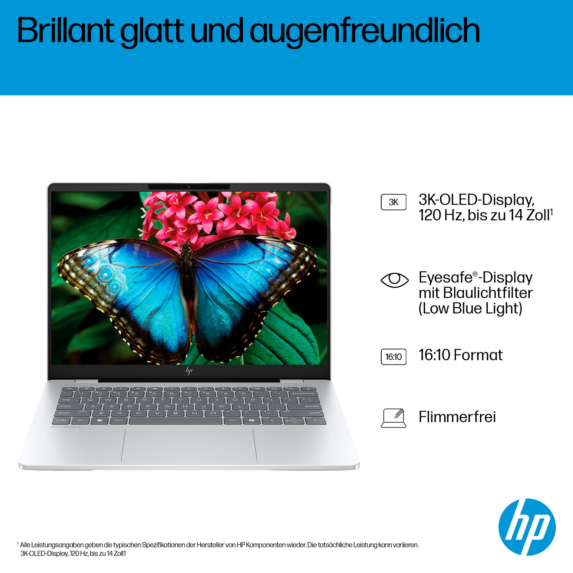 HP Notebook »OmniBook 7 14-fr0076ng«, 35,6 cm, / 14 Zoll, Intel, Core Ultra 7, ARC, 1000 GB SSD