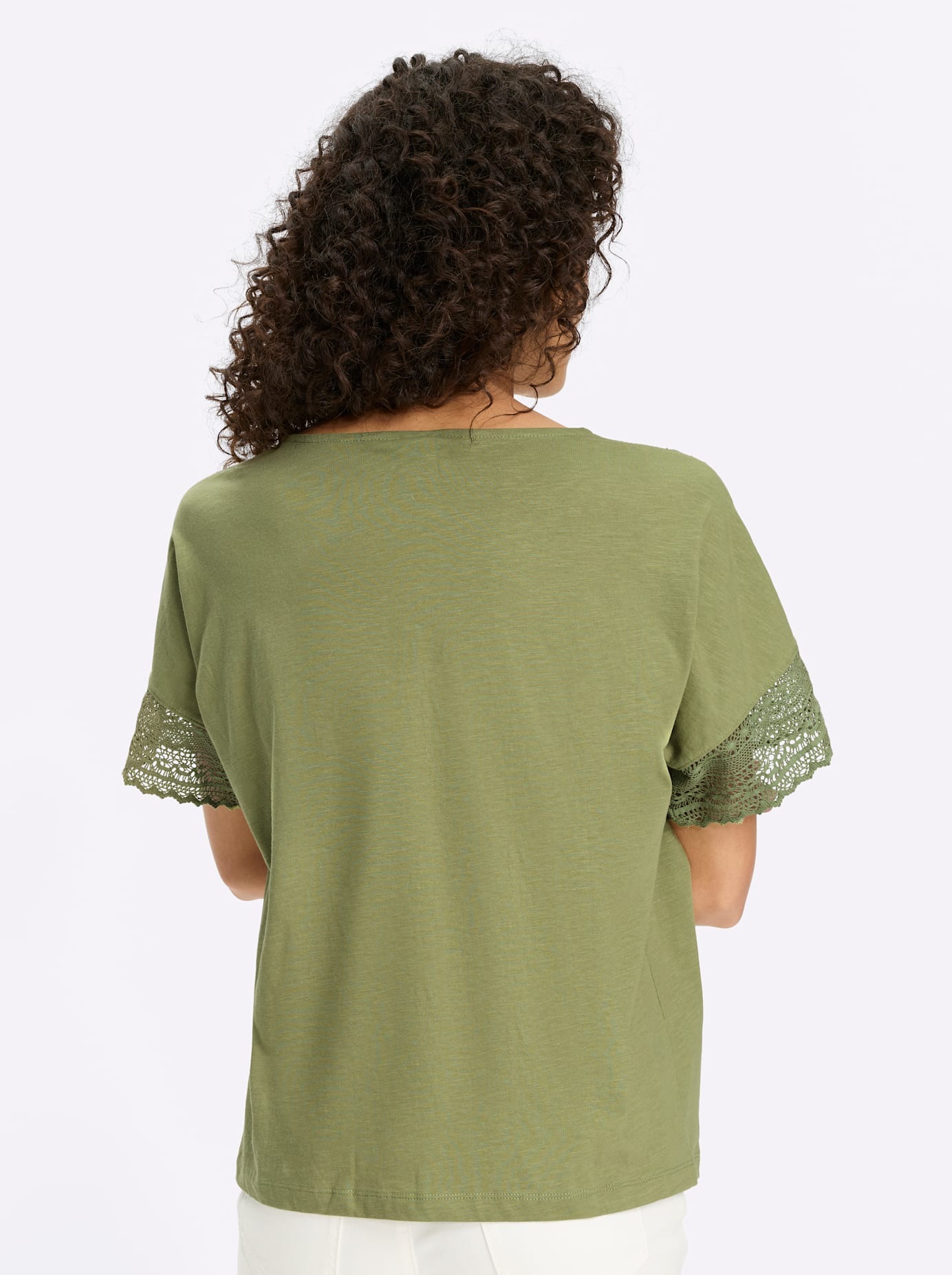 Kurzarmshirt HEINE "Shirt", Damen, Gr. 40, schilf, 100% Baumwolle, unifarben, Rundhals, Shirts 2