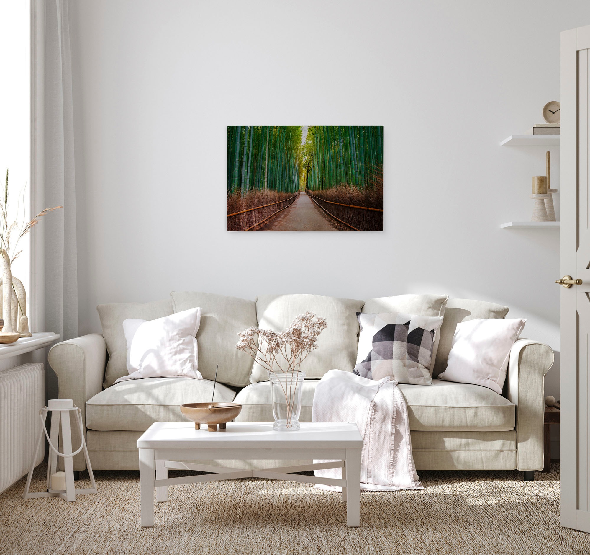 A.S. Création Leinwandbild »Bambus Walk«, Kunst-Gemälde-Kinder, (1 St.), Feldweg Bambus Natur Keilrahmen Leinwand-Bild Wohnzimmer modern Kinder