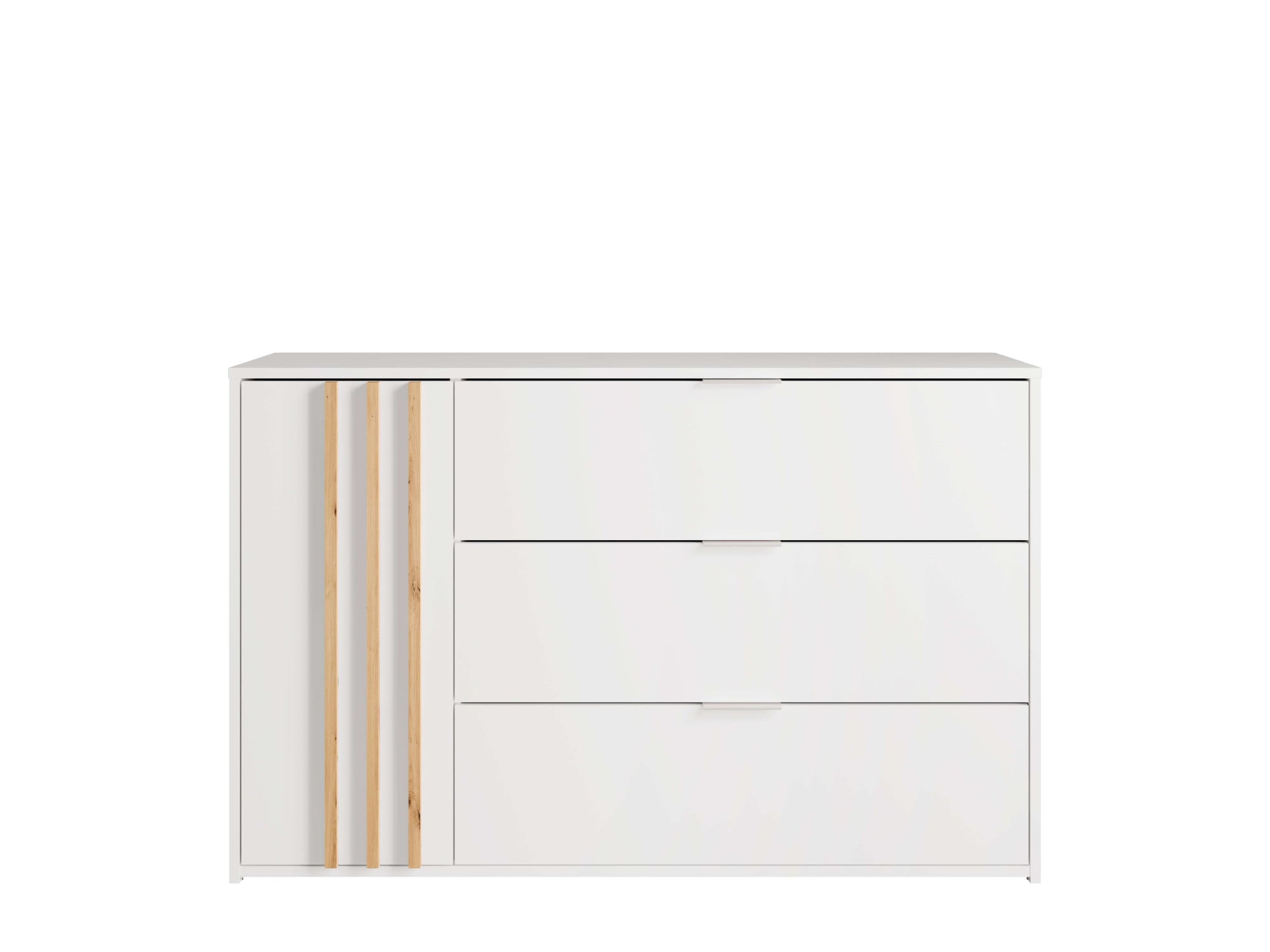 INOSIGN Kommode »Kommode Calera mit Drehtür, 3 Schubladen und MDF-Lamellen«, Kommode B/H/T 125/79,8/35 cm