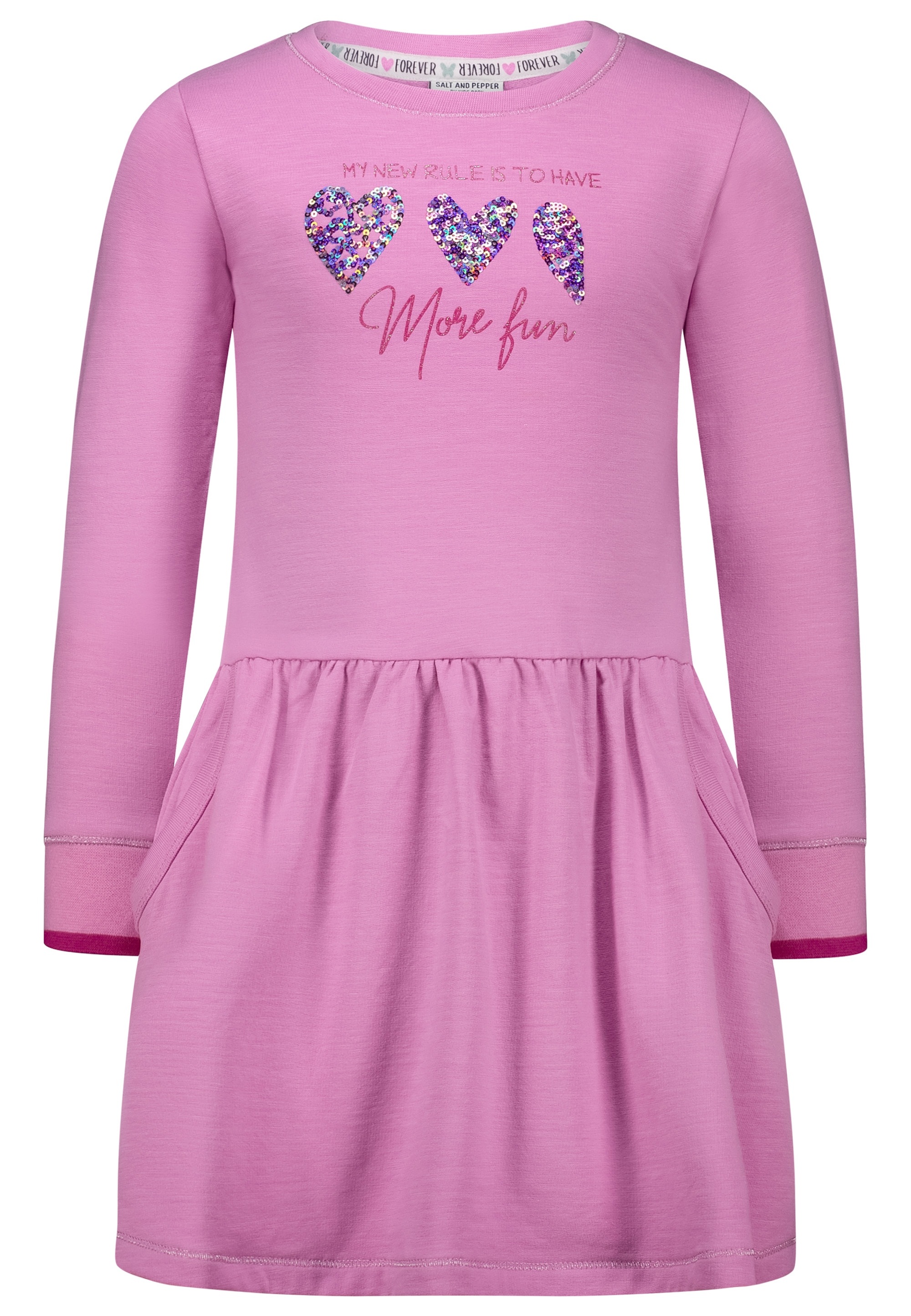 SALT AND PEPPER Jerseykleid »More Fun Hearts«, mit Pailletten und Stickerei