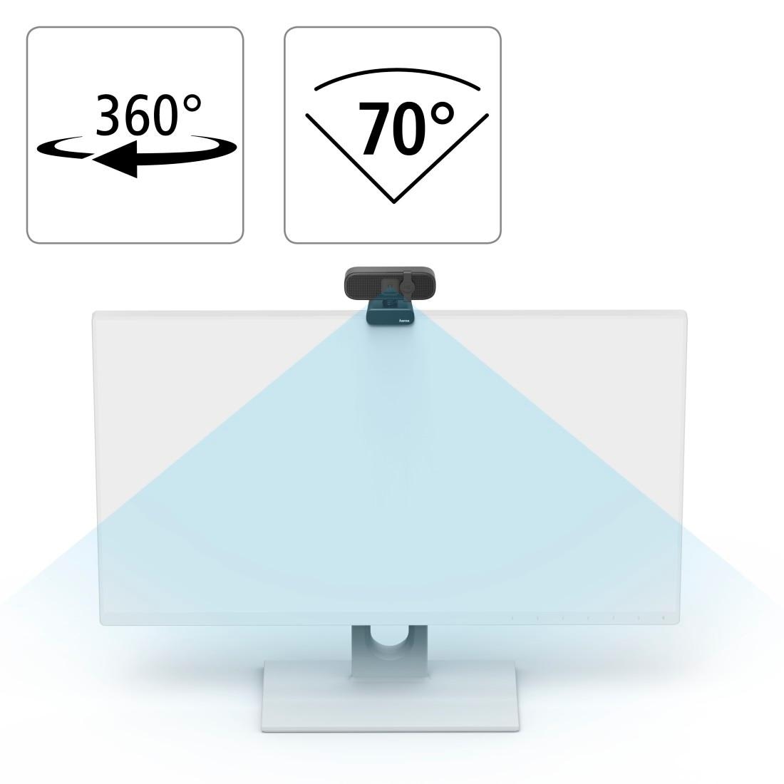 Hama Full HD-Webcam »PC Webcam für Laptop PC, Streaming, Chatten mit Mikrofon, Windows Mac«, Full HD, Plug & Play, verschließbare Linse, Standfuß, Stativgewinde, drehbar