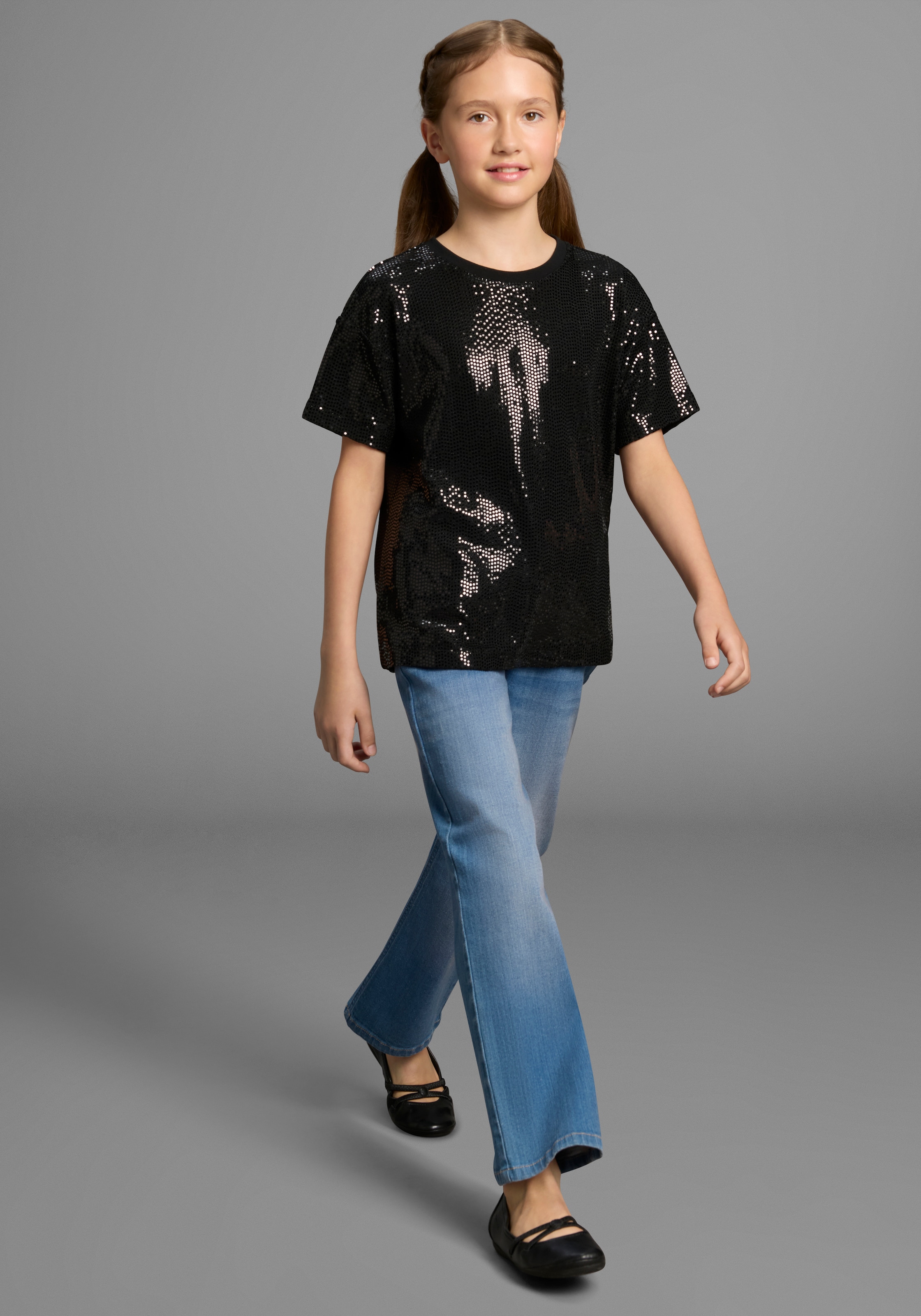 Bruno Banani Oversize-Shirt »Glitzershirt, Paillettenoptik«, NEU: BRUNO BANANI für TEENS! Shirt aus glitzernden Material