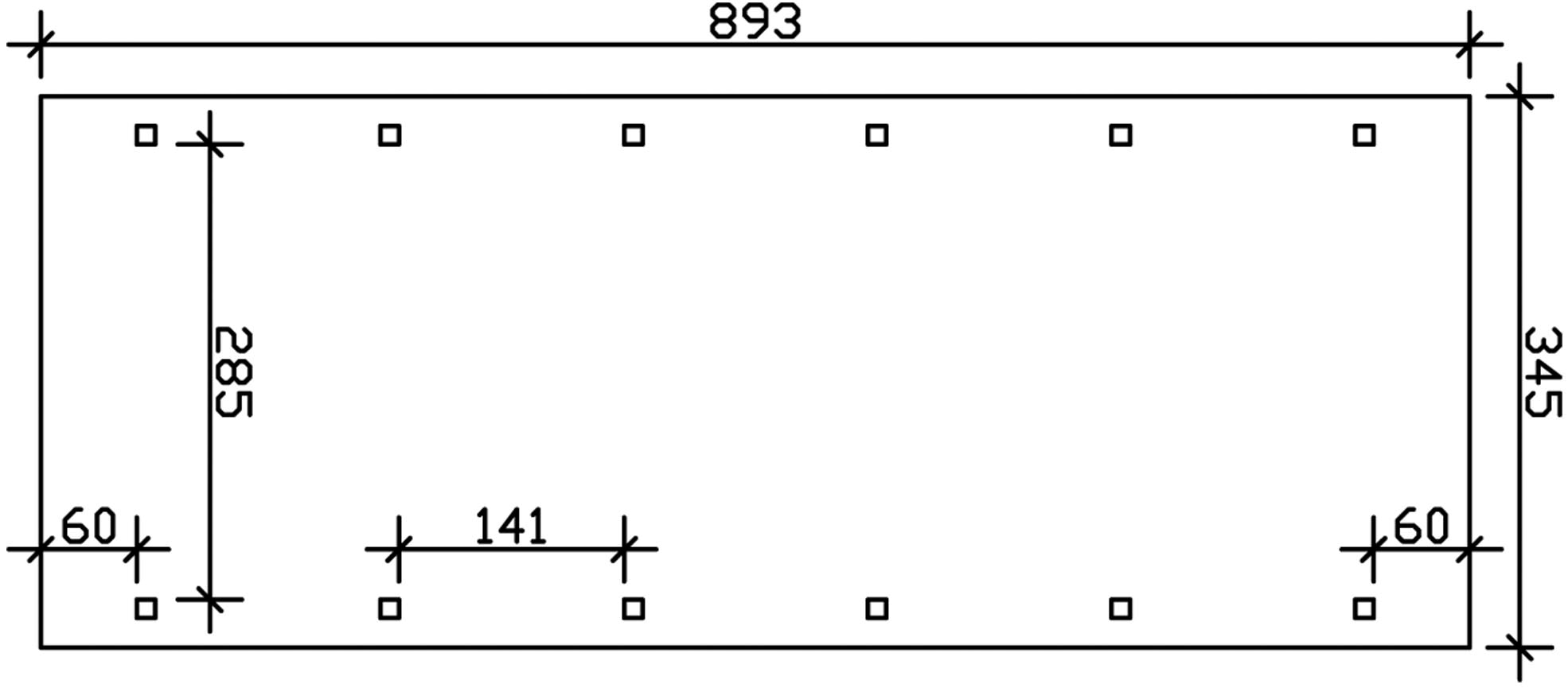 Skanholz Einzelcarport »Spreewald«, Nadelholz, 285 cm, Nussbaum, mit Aluminiumdach, rote Blende