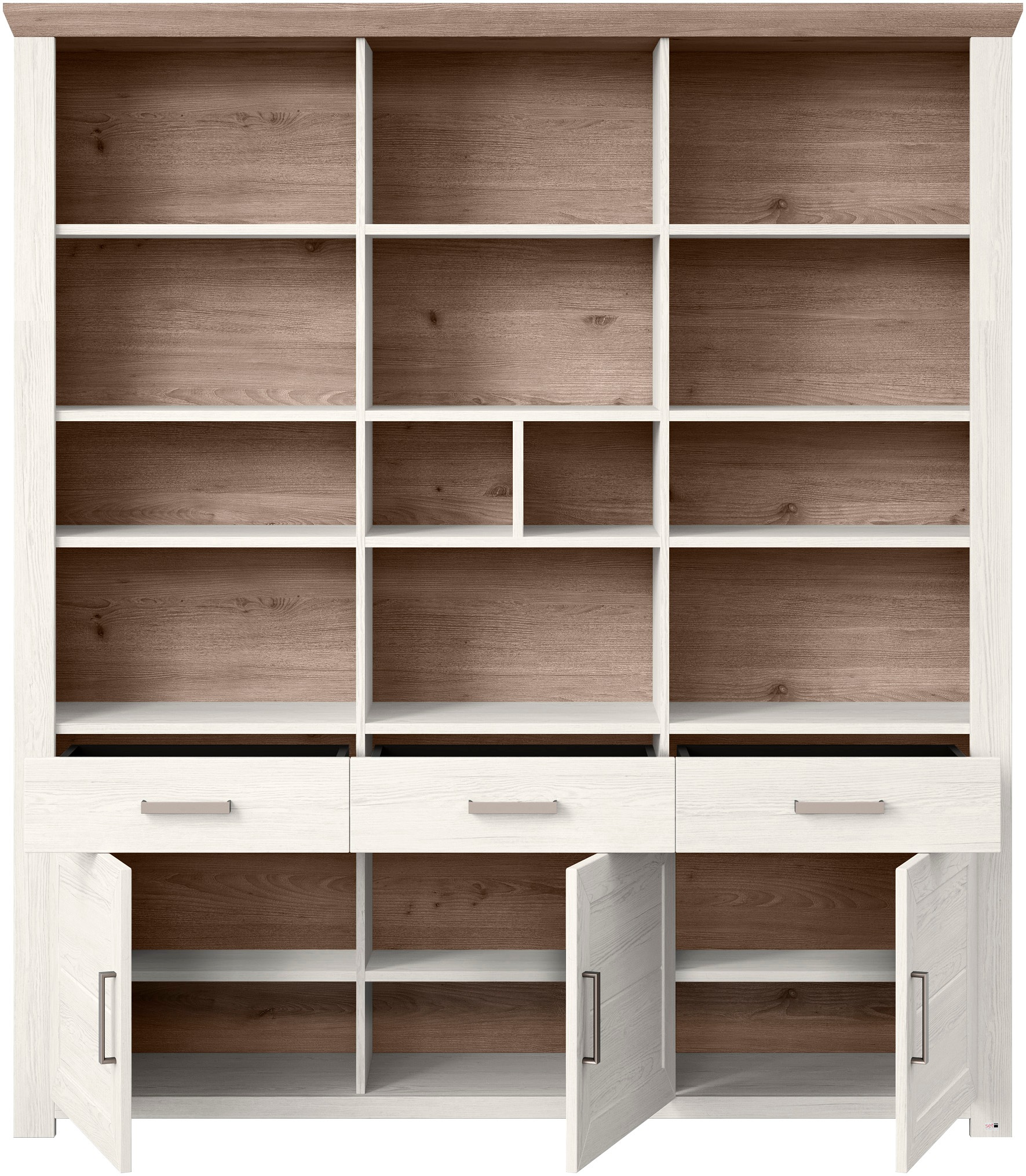 set one by Musterring Aktenregal »York«, offenes Design, wahlweise mit Beleuchtung, 3 Farben, Breite 184 cm