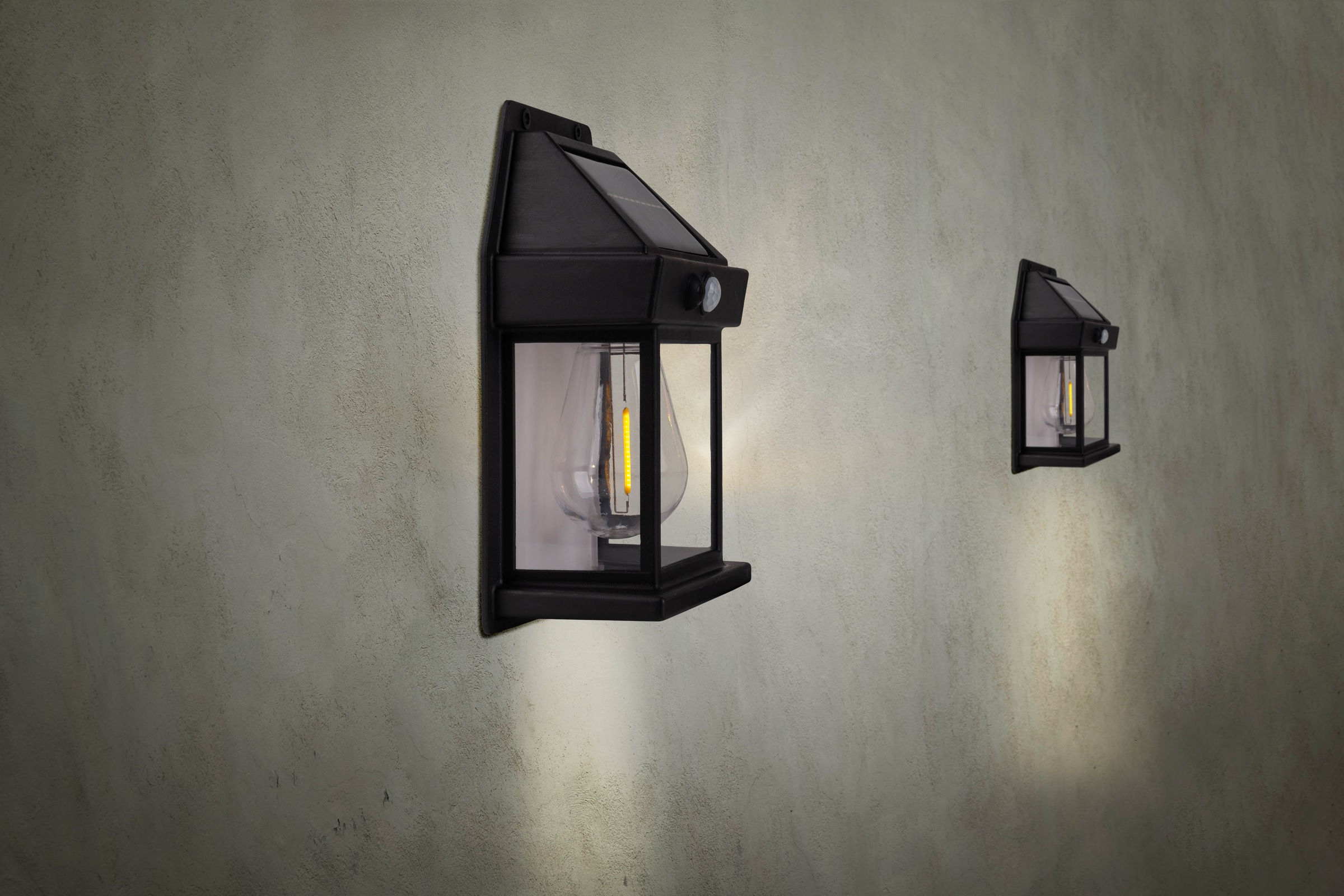 näve Außen-Wandleuchte "MIRA" LED-Modul 2 Stk. 2er Set Solar schwarz, Dämme günstig online kaufen