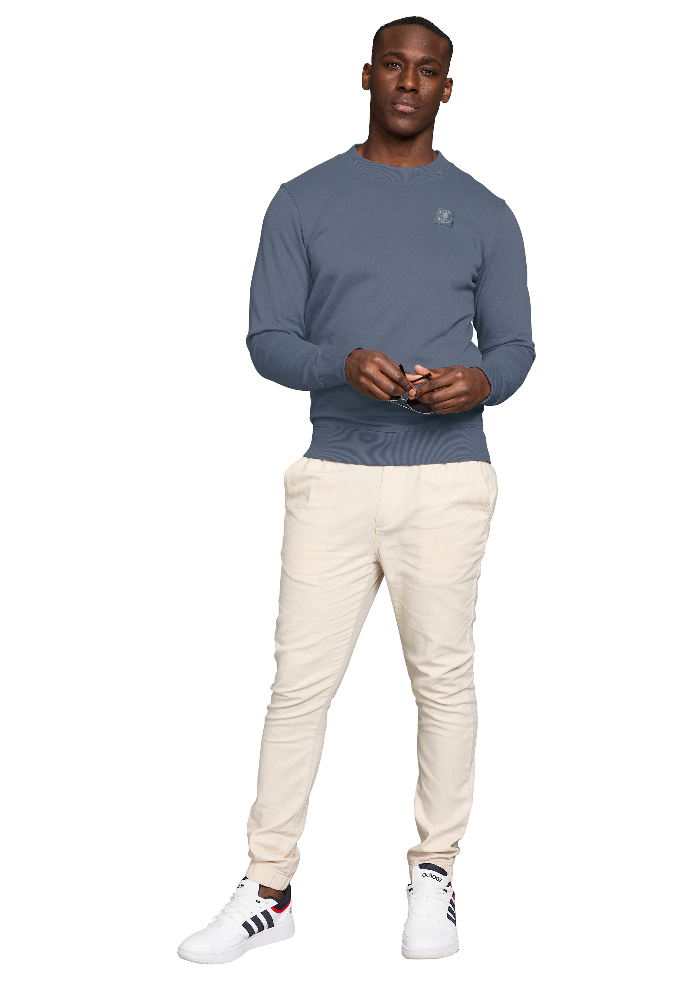 DELMAO Sweatshirt, Langarm, Regular Fit, unifarben, Basic-Stil
