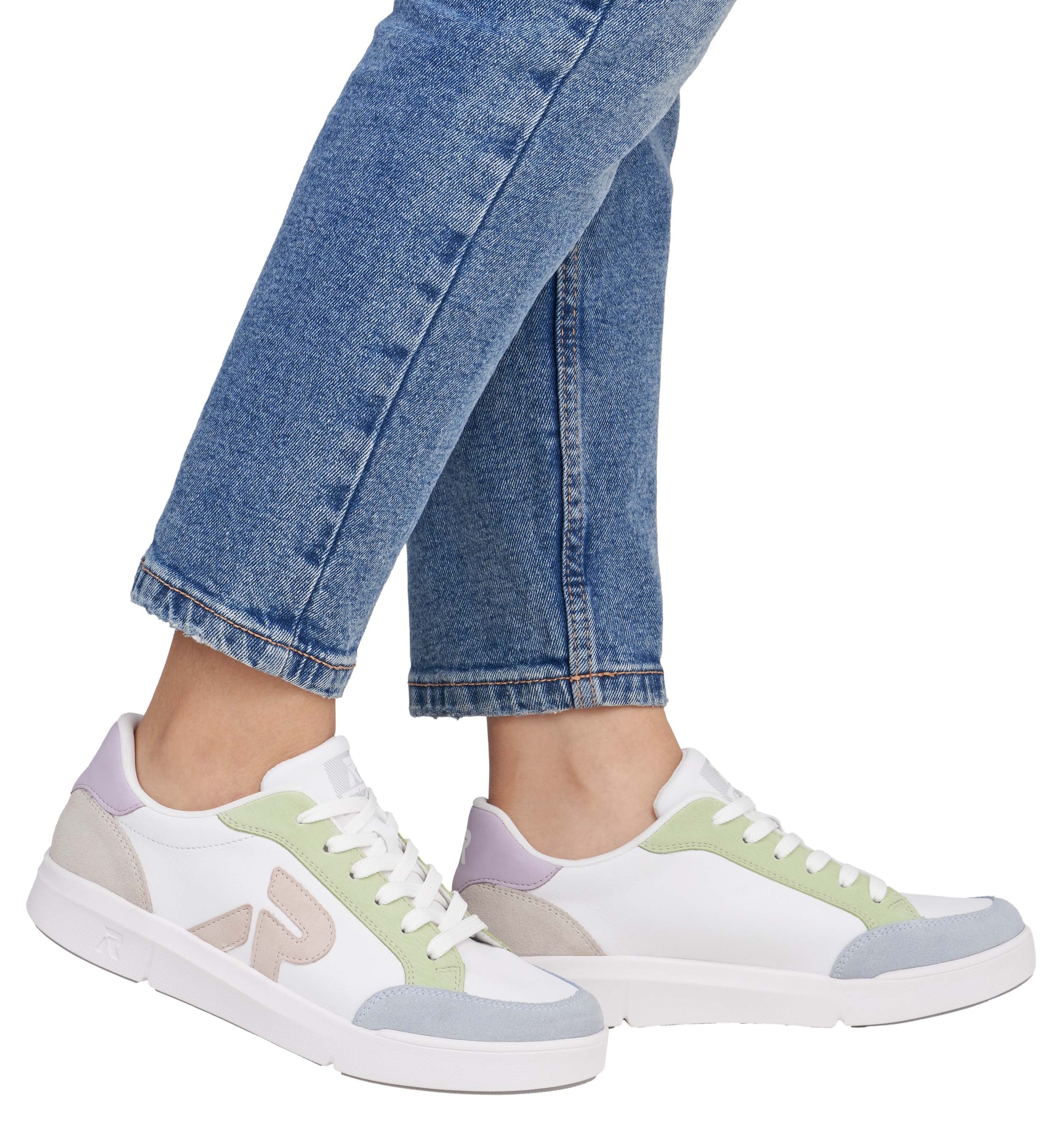 RIEKER Sport Plateausneaker, Schnürschuh, Halbschuh, Freizeitschuh mit pastellfarbenen Akzenten