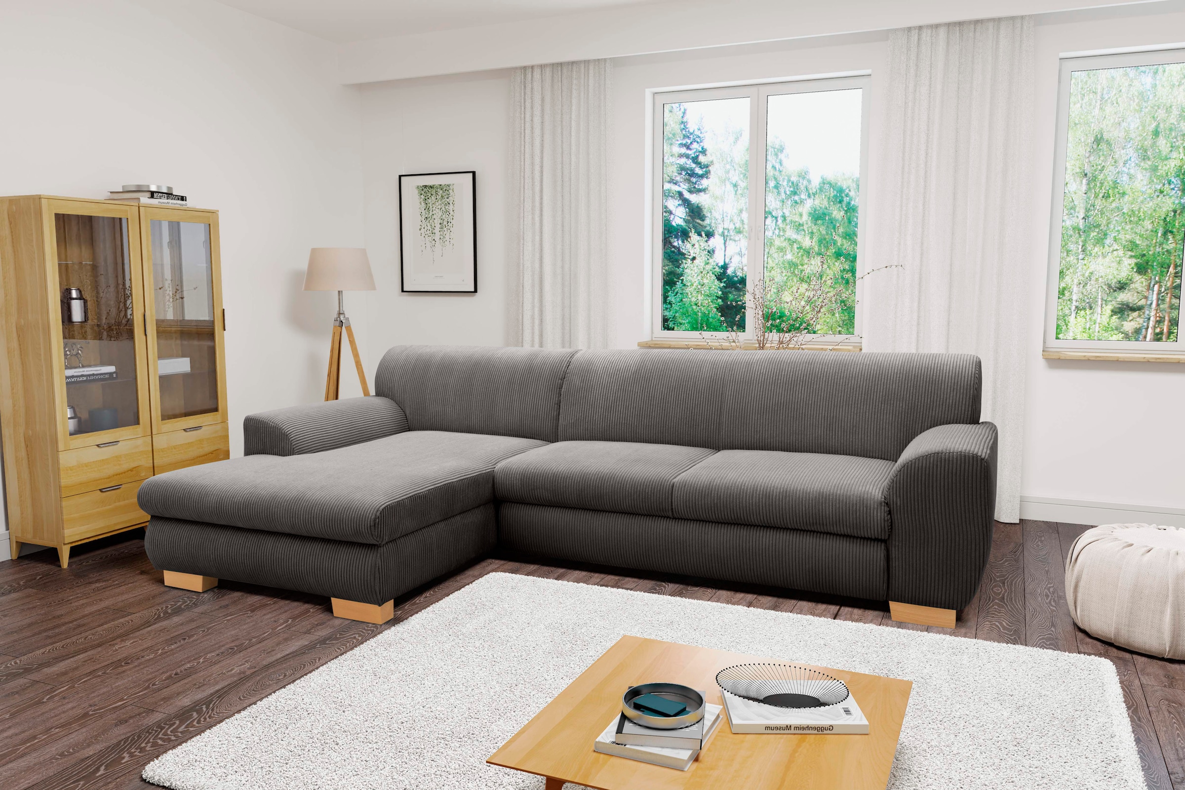 Home affaire Ecksofa "Nika L-Form", wahlweise mit Bettfunktion, auch in Cor günstig online kaufen