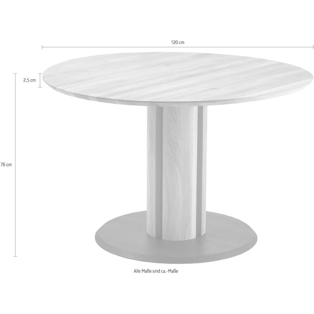 MCA living Esstisch »Centurion«, Esszimmertisch Rund 120 cm breit, FSC zertifiziertes Wildeiche