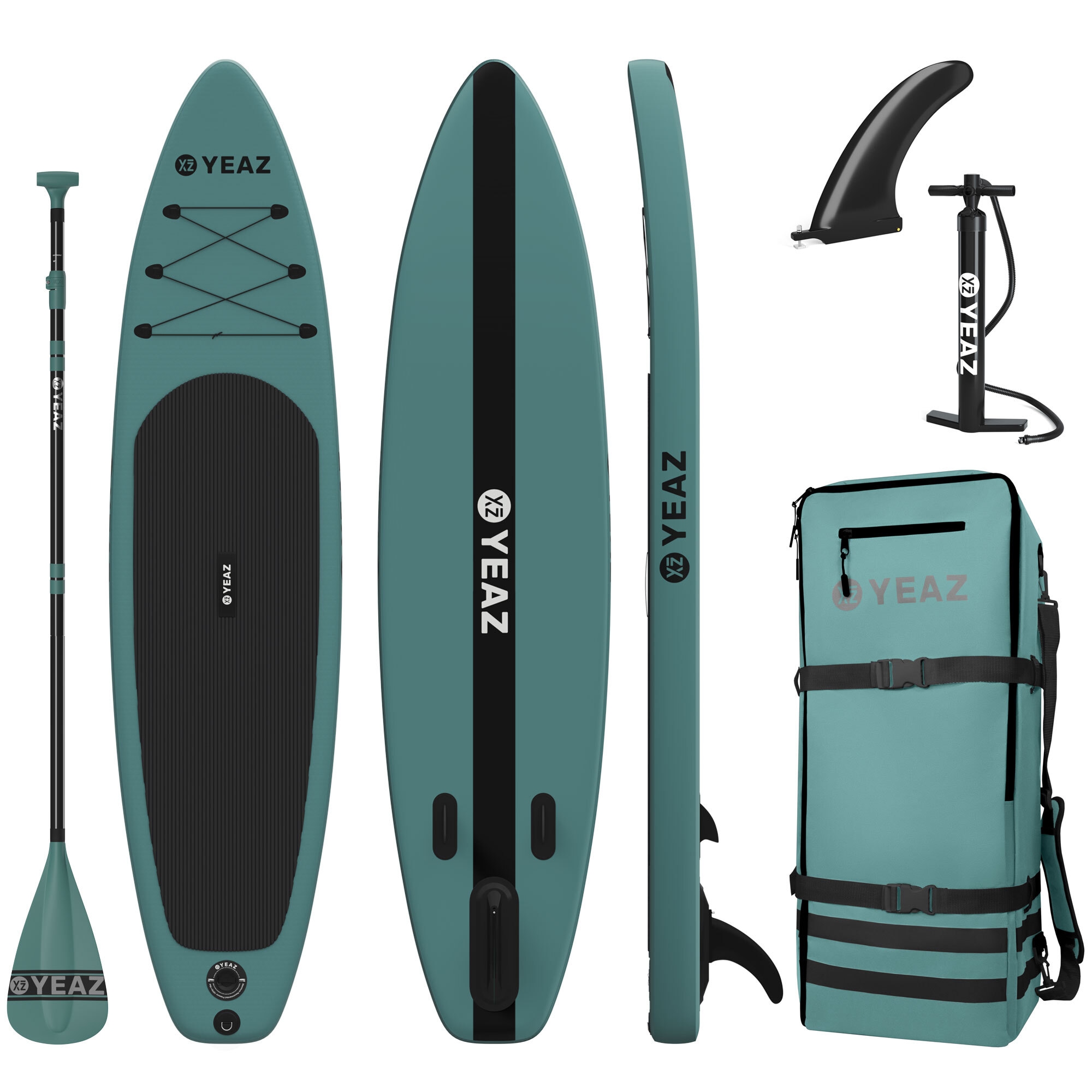 "Inflatable SUP-Board YEAZ ""SUP Board und Kit COSTIERA - EXOTRACE - SET"", grün, Wassersportboards"