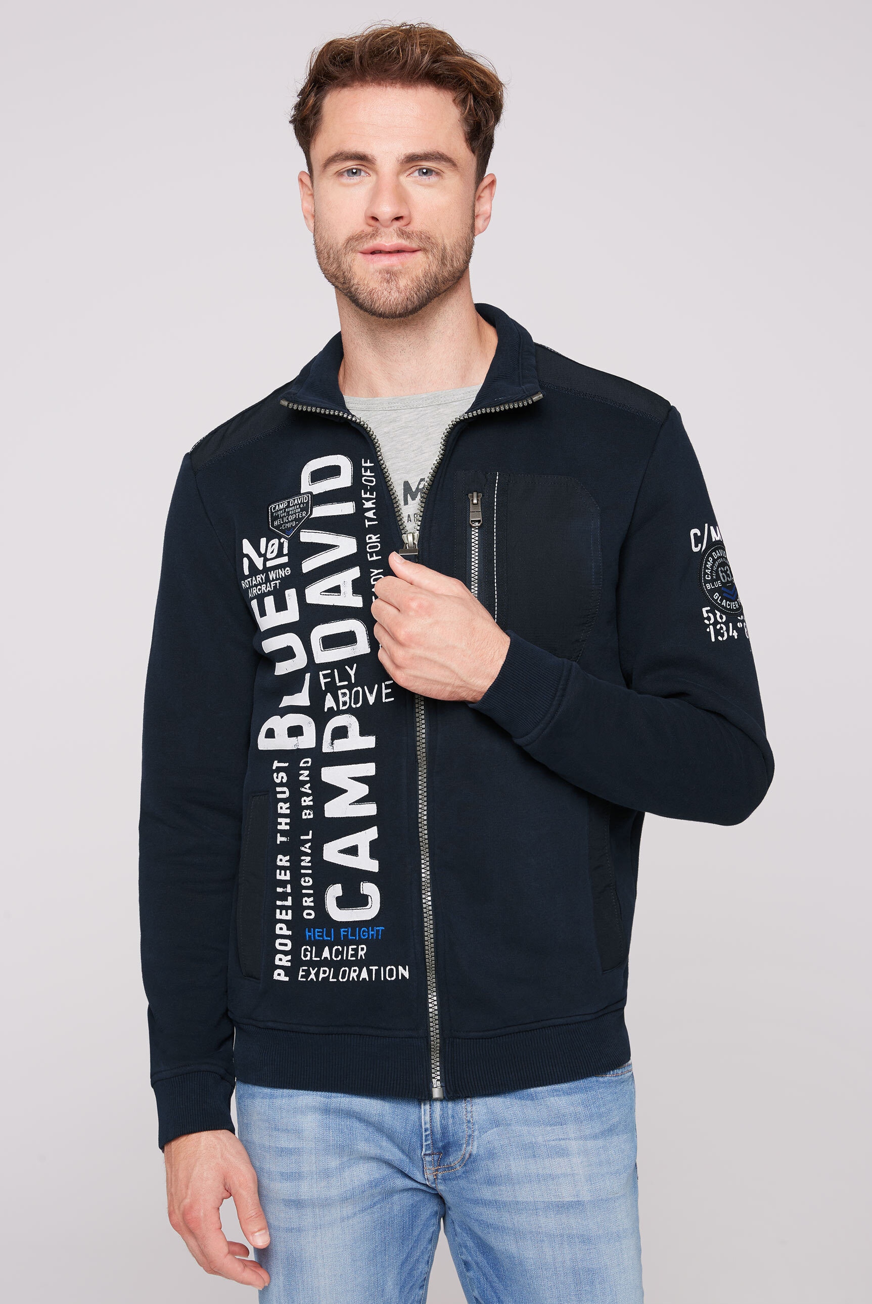 CAMP DAVID Sweatjacke, mit Baumwolle